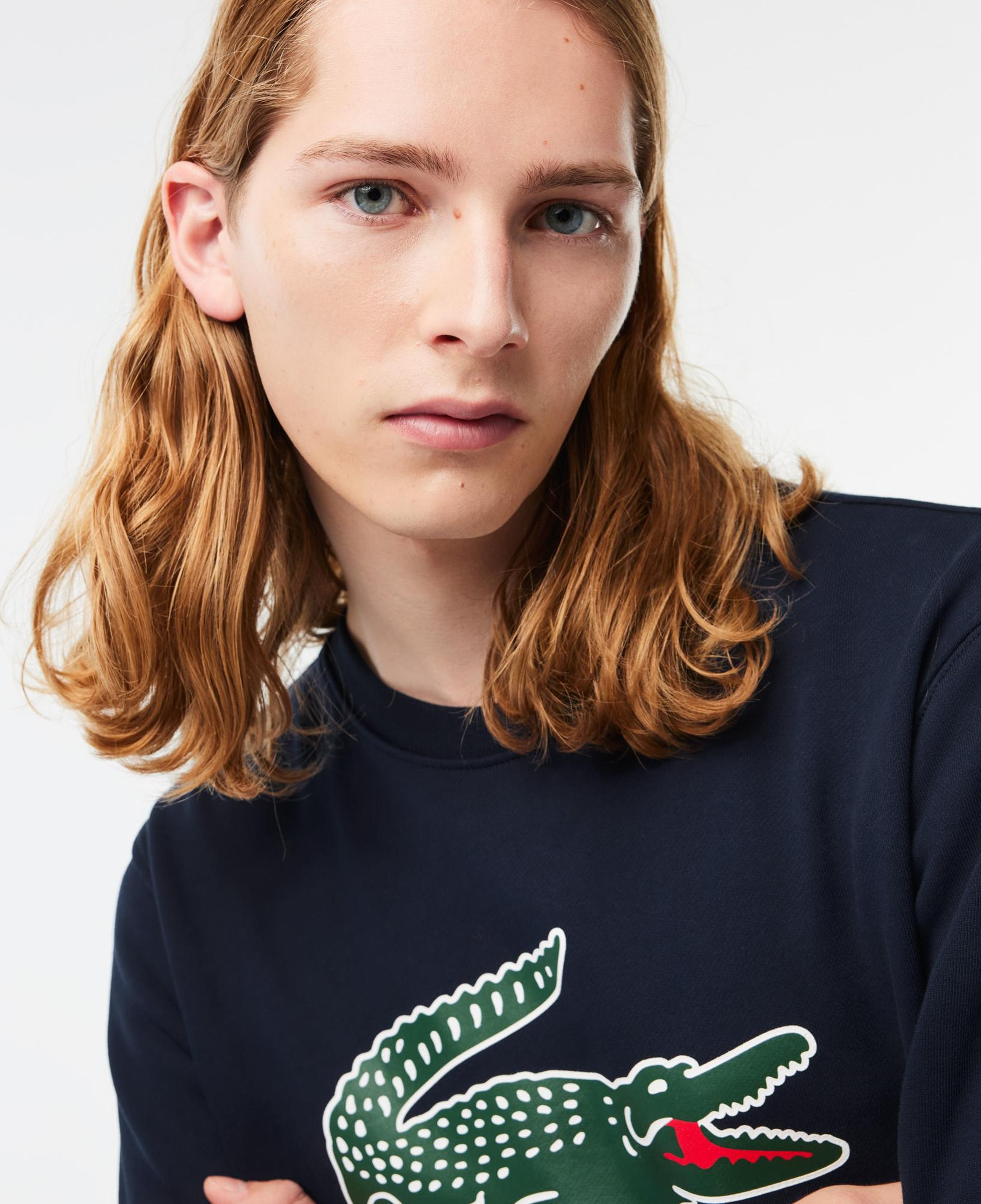 Erkek Classic Fit Bisiklet Yaka Baskılı Lacivert Sweatshirt