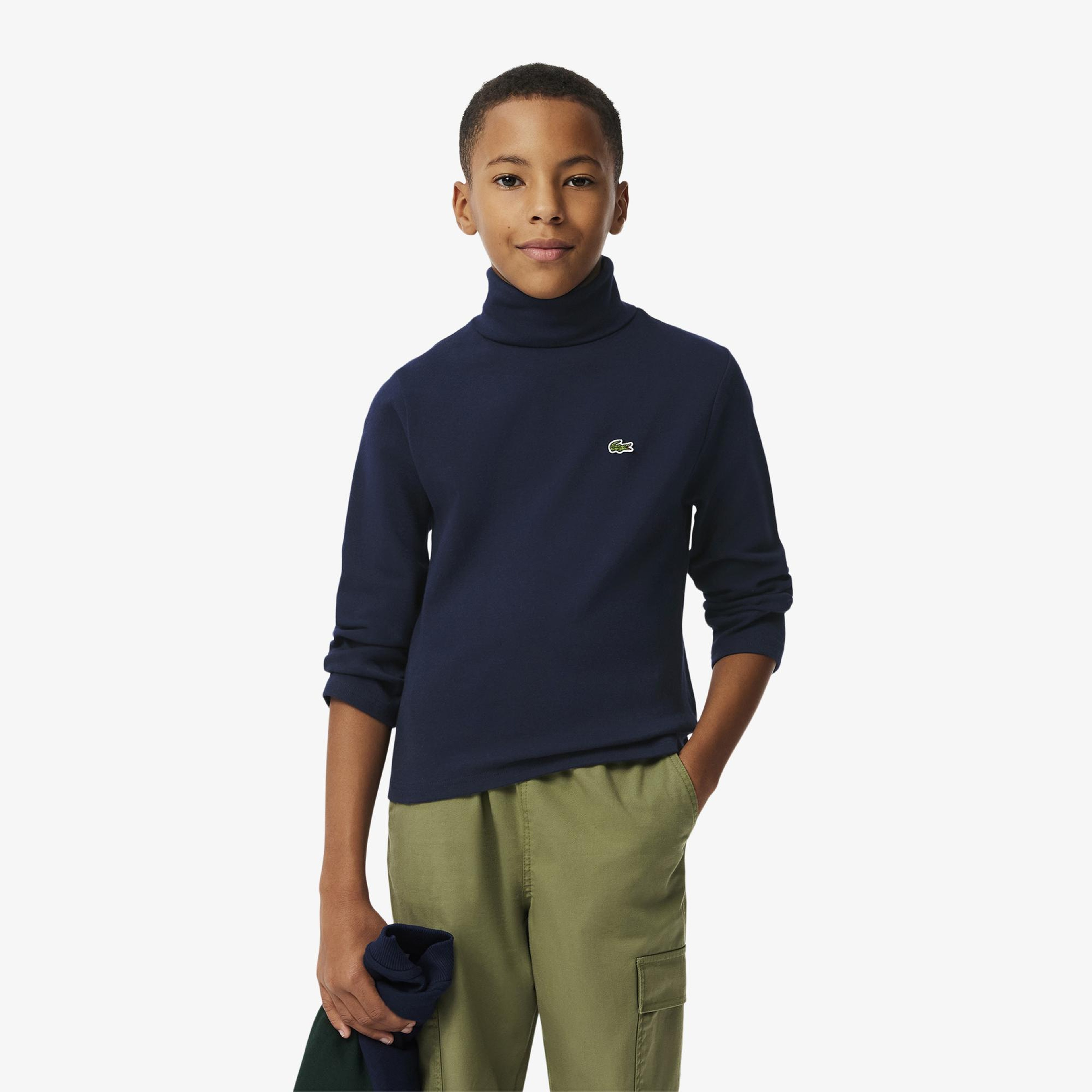 Çocuk Uzun Kollu Boğazlı Yaka Lacivert T-Shirt