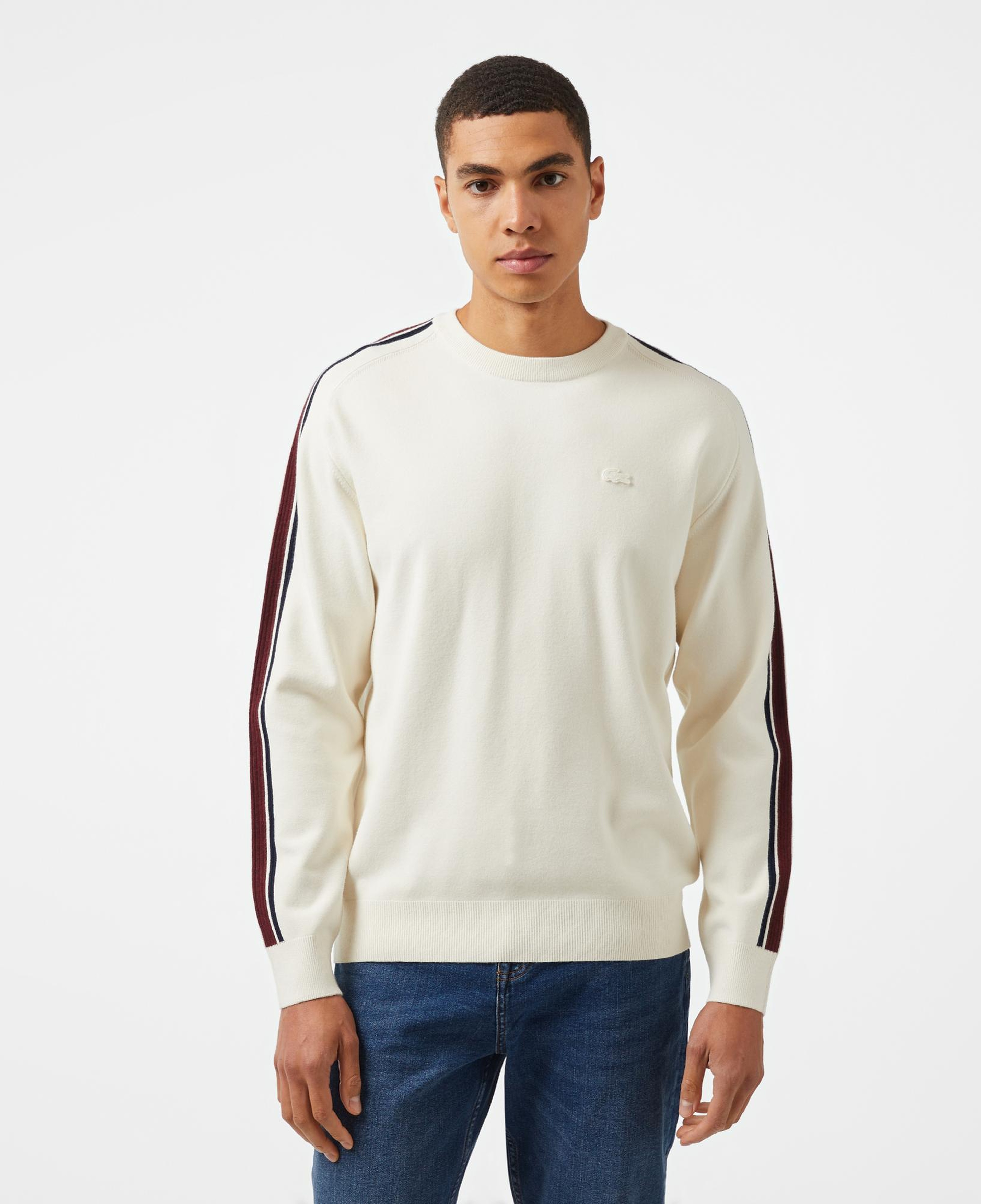 Erkek Relaxed Fit Bisiklet Yaka Beyaz Kazak