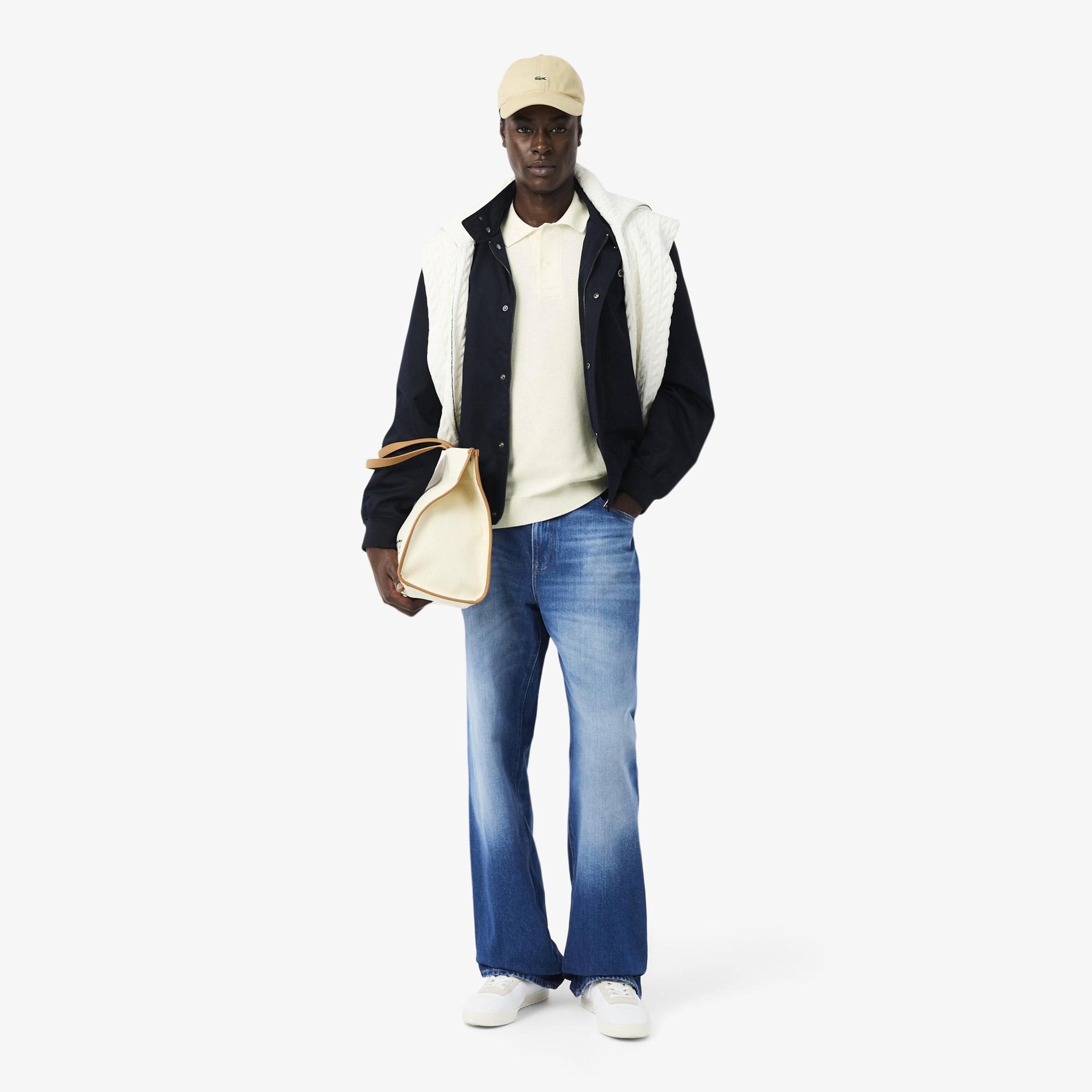 Lacoste Erkek Classic Fit Kısa Kollu Polo Yaka Krem Triko