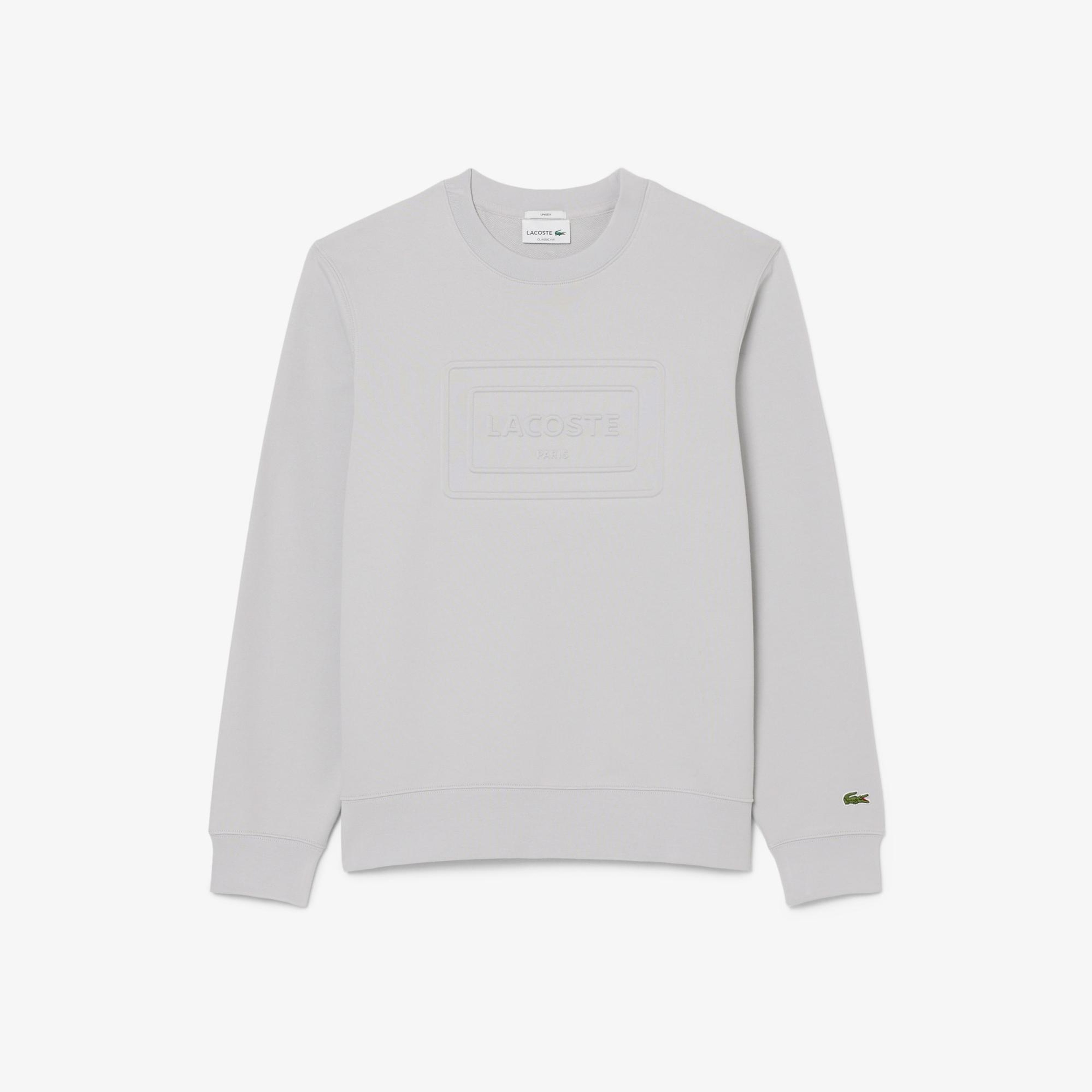 Lacoste Unisex Classic Fit Bisiklet Yaka Baskılı Gri Sweatshirt