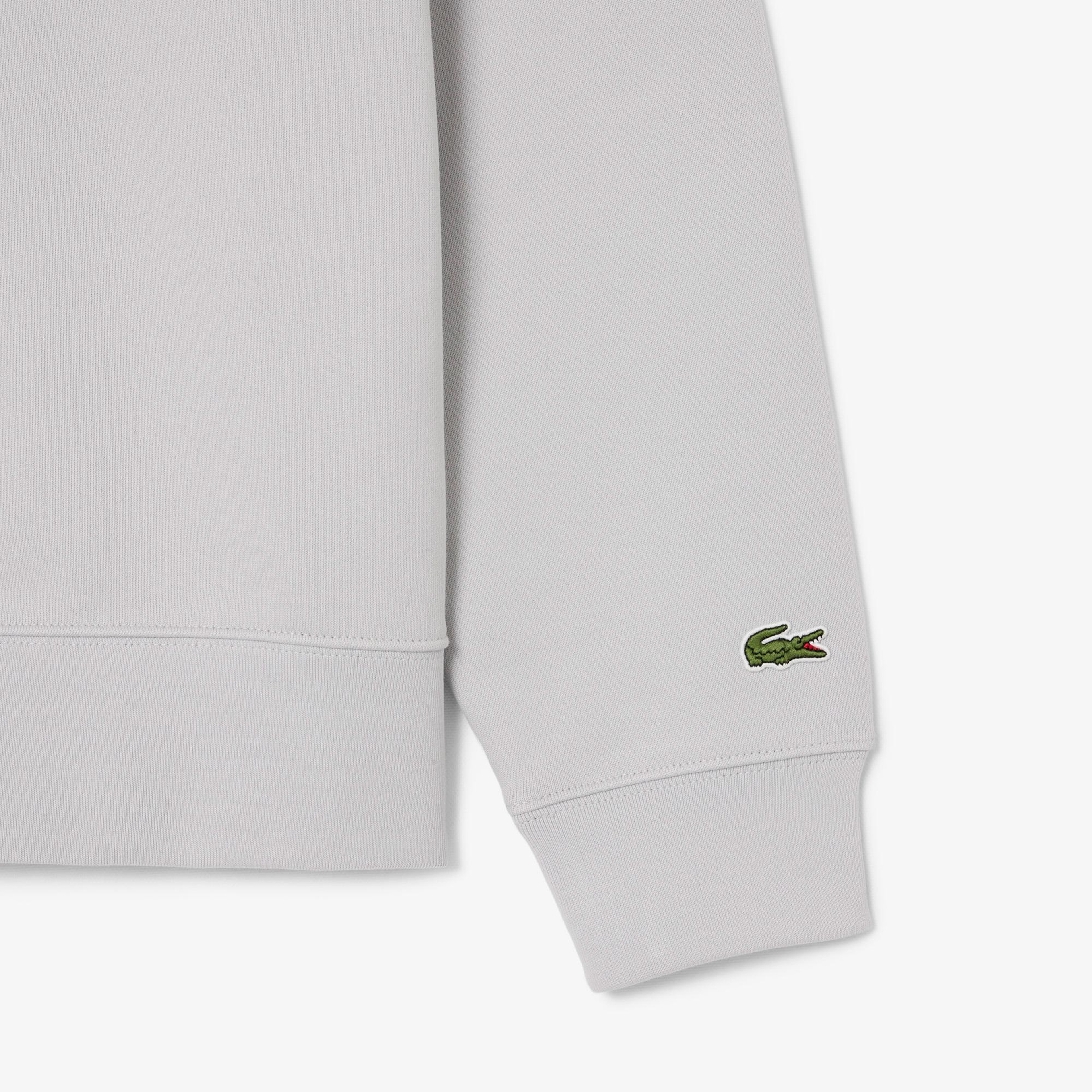 Lacoste Unisex Classic Fit Bisiklet Yaka Baskılı Gri Sweatshirt