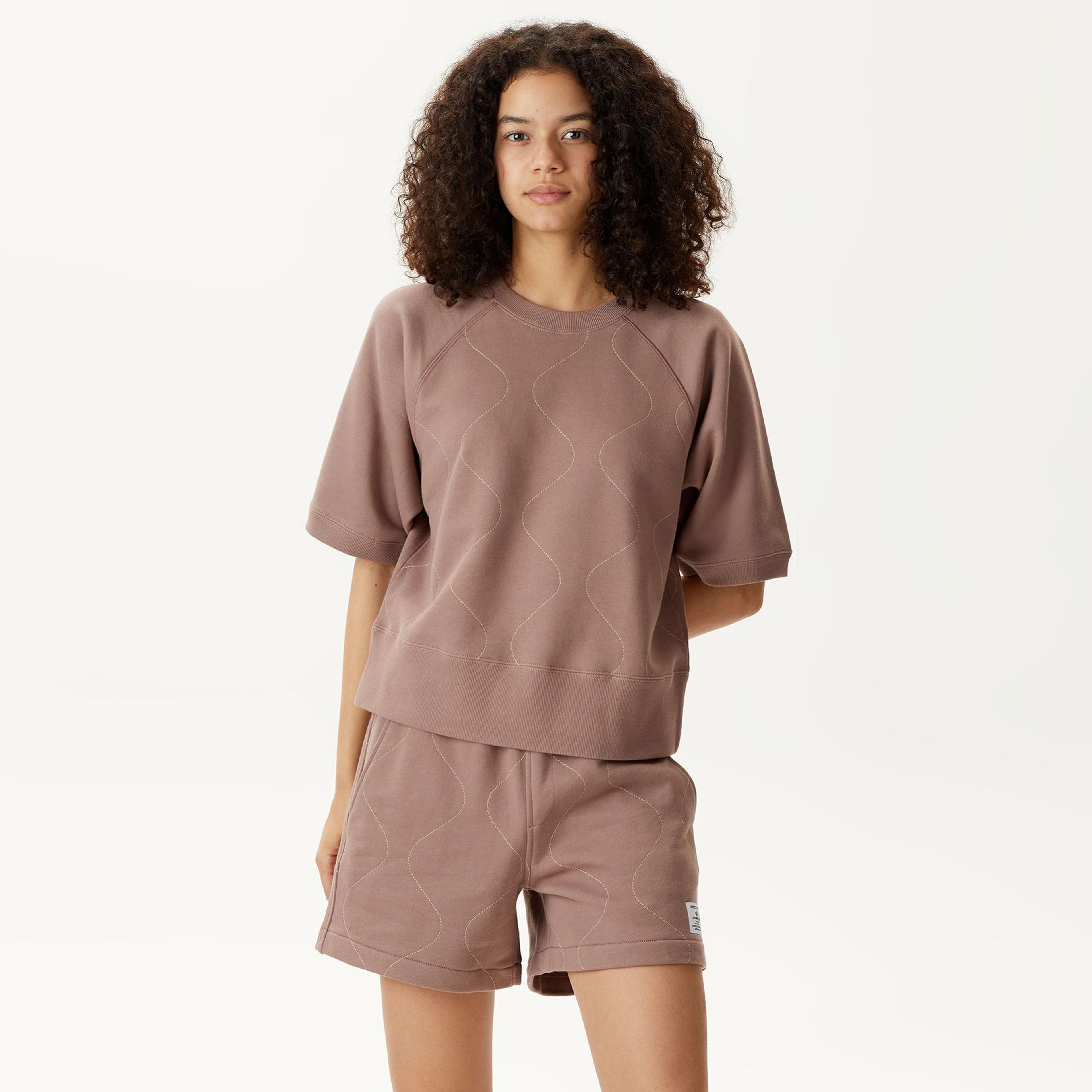 Alpha Industries Kısa Kollu Quilted Kadın Mor Sweatshirt