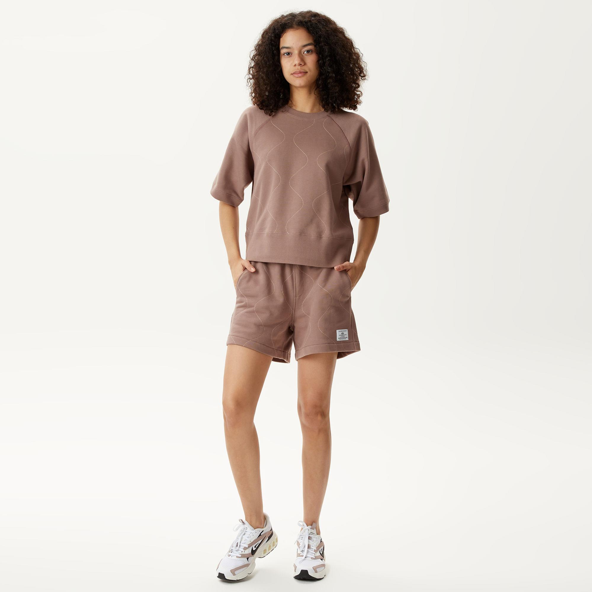 Alpha Industries Kısa Kollu Quilted Kadın Mor Sweatshirt