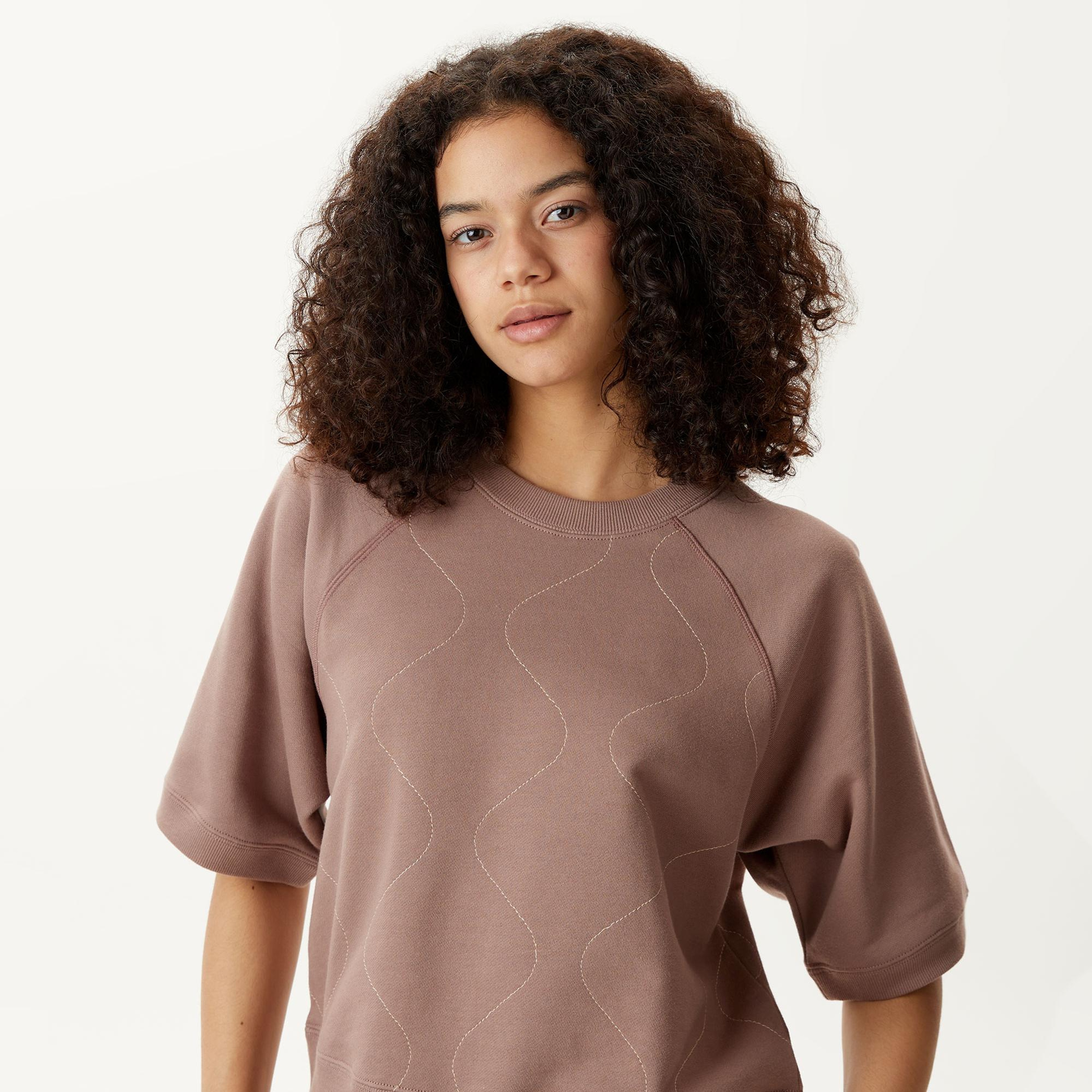 Alpha Industries Kısa Kollu Quilted Kadın Mor Sweatshirt