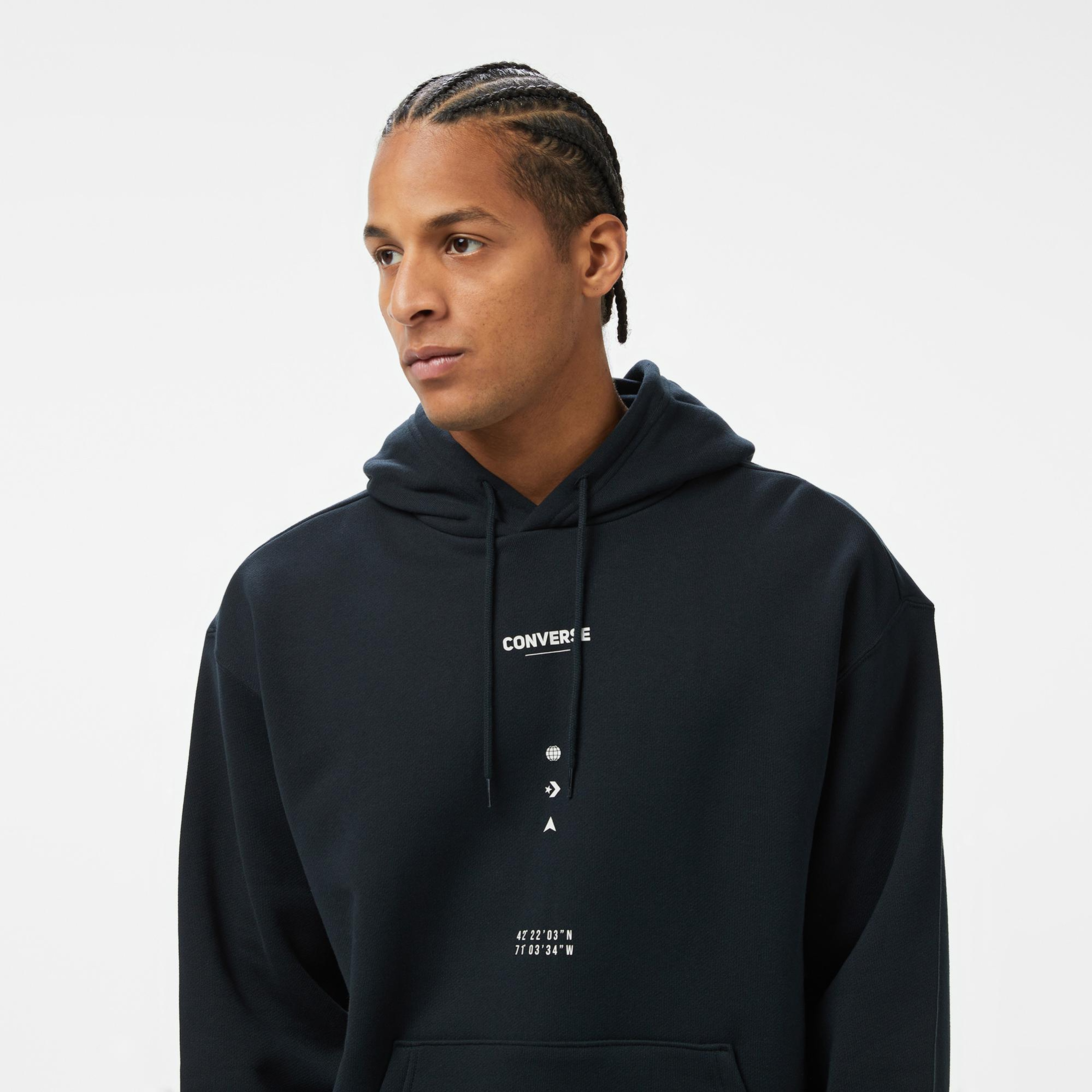 Converse Erkek Loose Fit Siyah Hoodie
