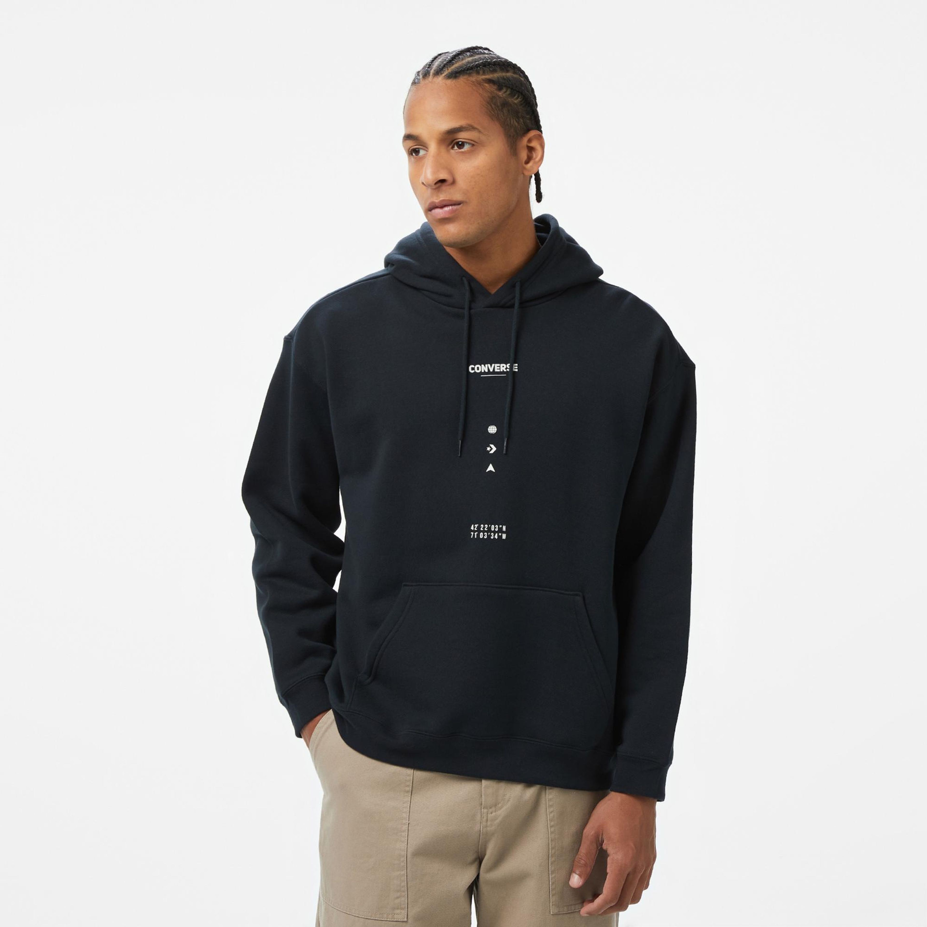 Converse Erkek Loose Fit Siyah Hoodie