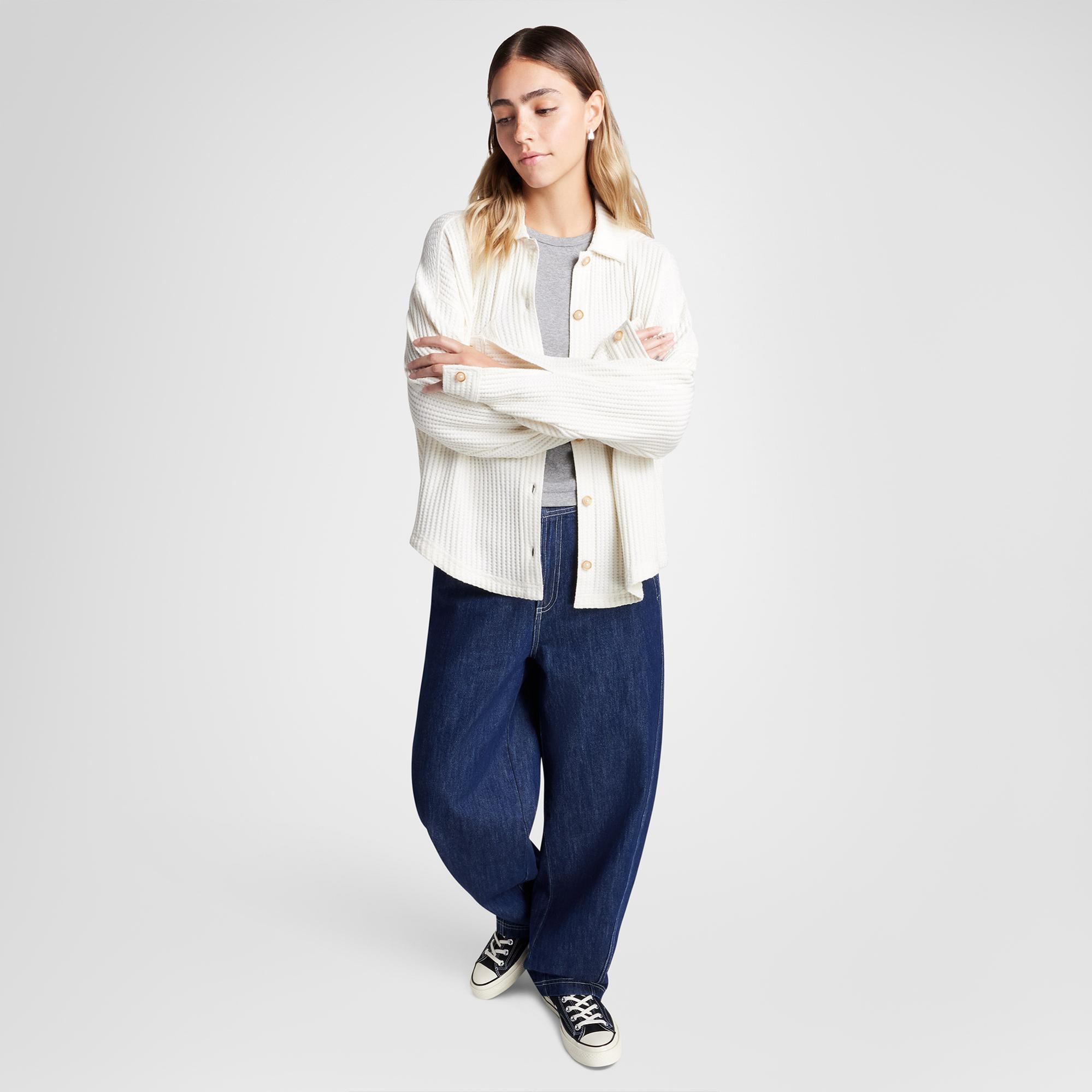 Converse Kadın Oversize Fit Krem Gömlek