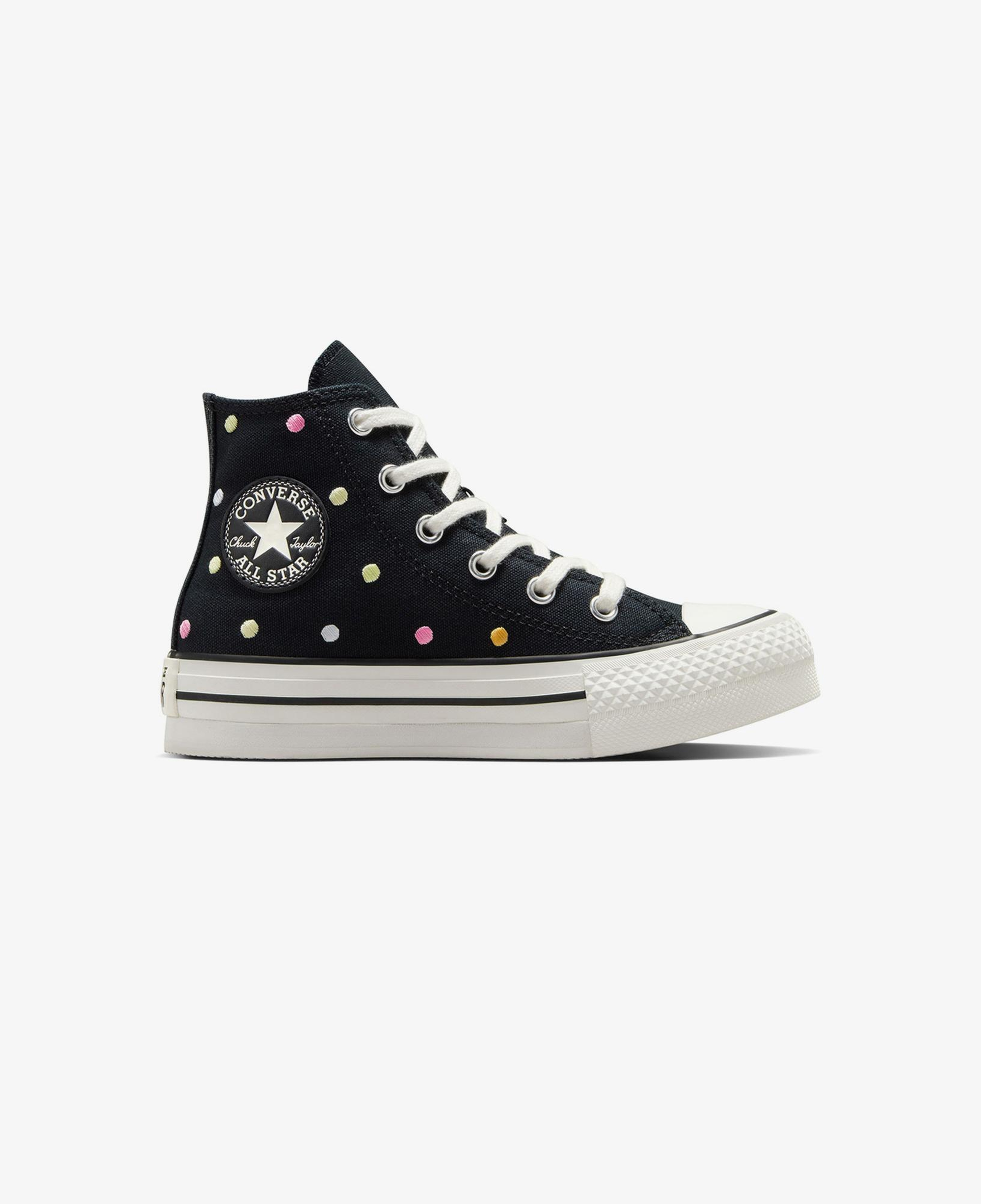 Converse Chuck Taylor All Star EVA Lift Polka Dots Çocuk Siyah Platform Sneaker