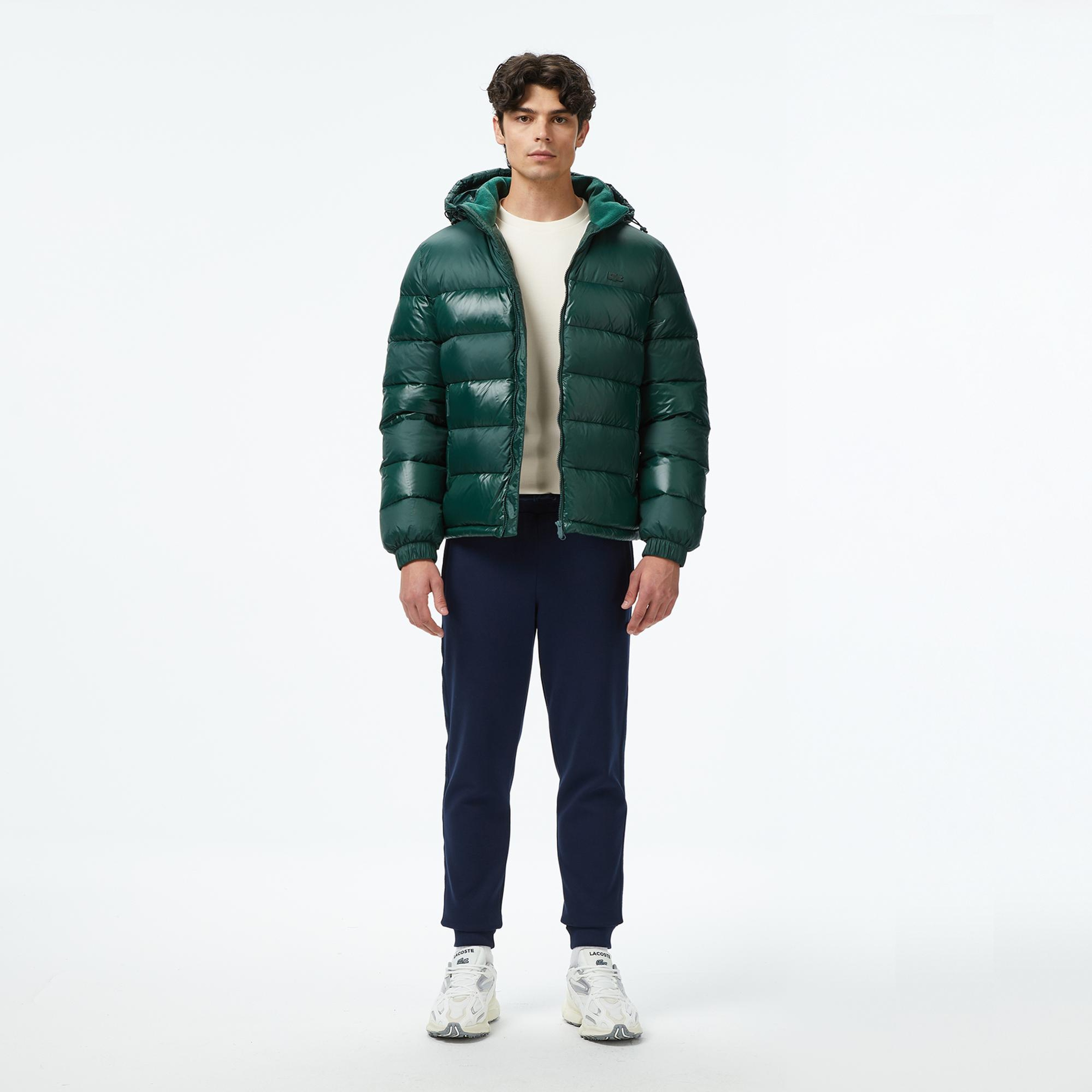 Lacoste Erkek Kapüşonlu Koyu Yeşil Mont