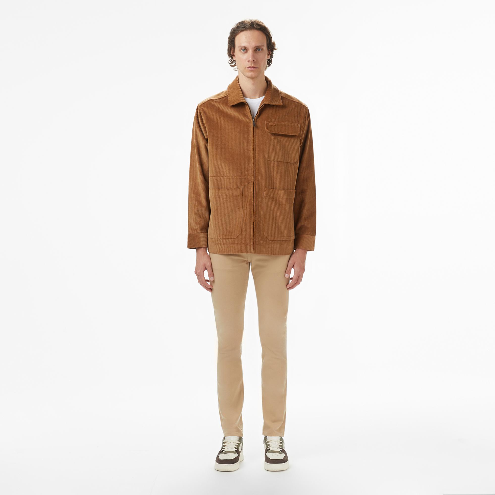 Lacoste Erkek Relaxed Fit Fermuarlı Kahverengi Dış Gömlek