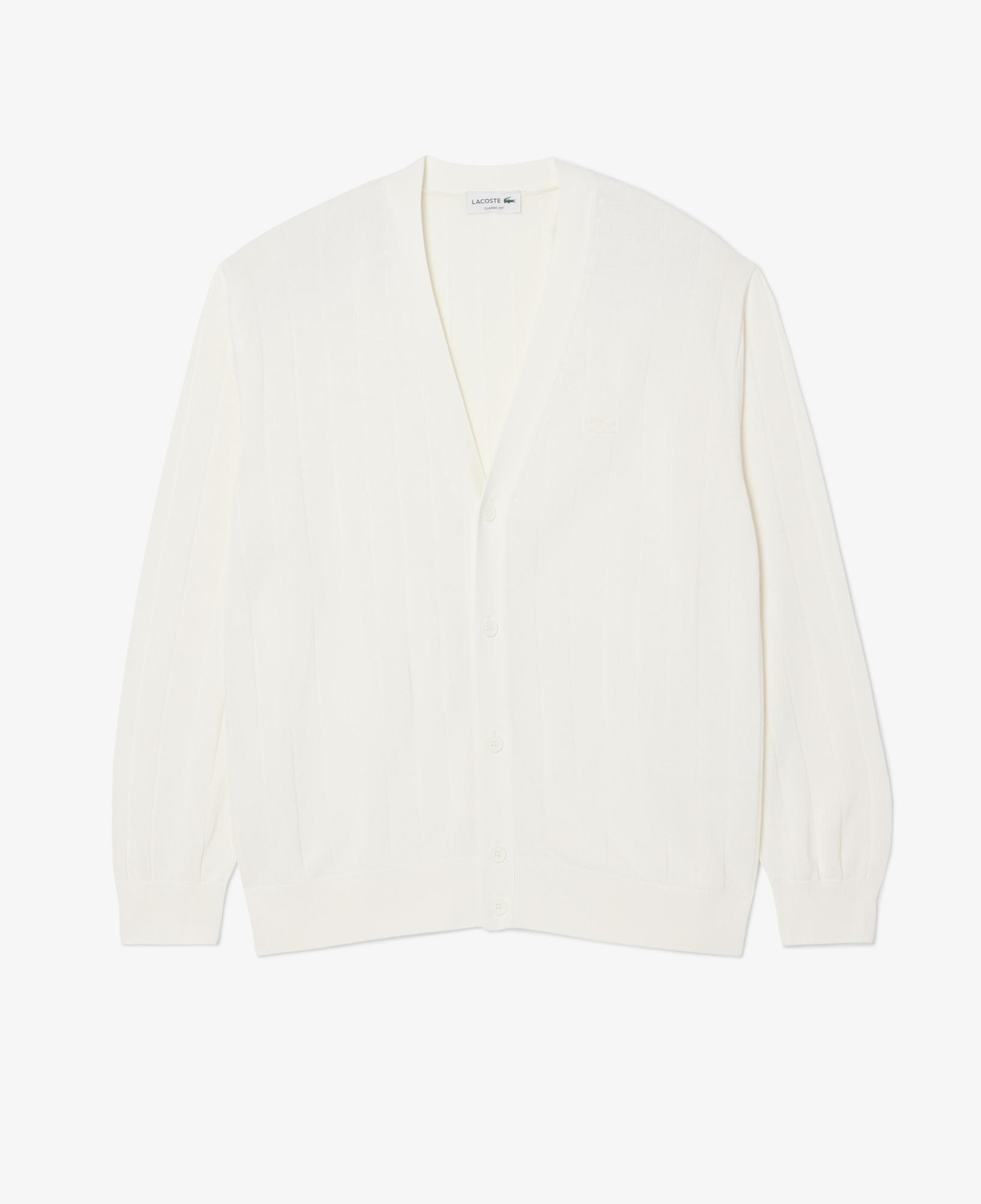 Lacoste Erkek Classic Fit V Yaka Beyaz Hırka