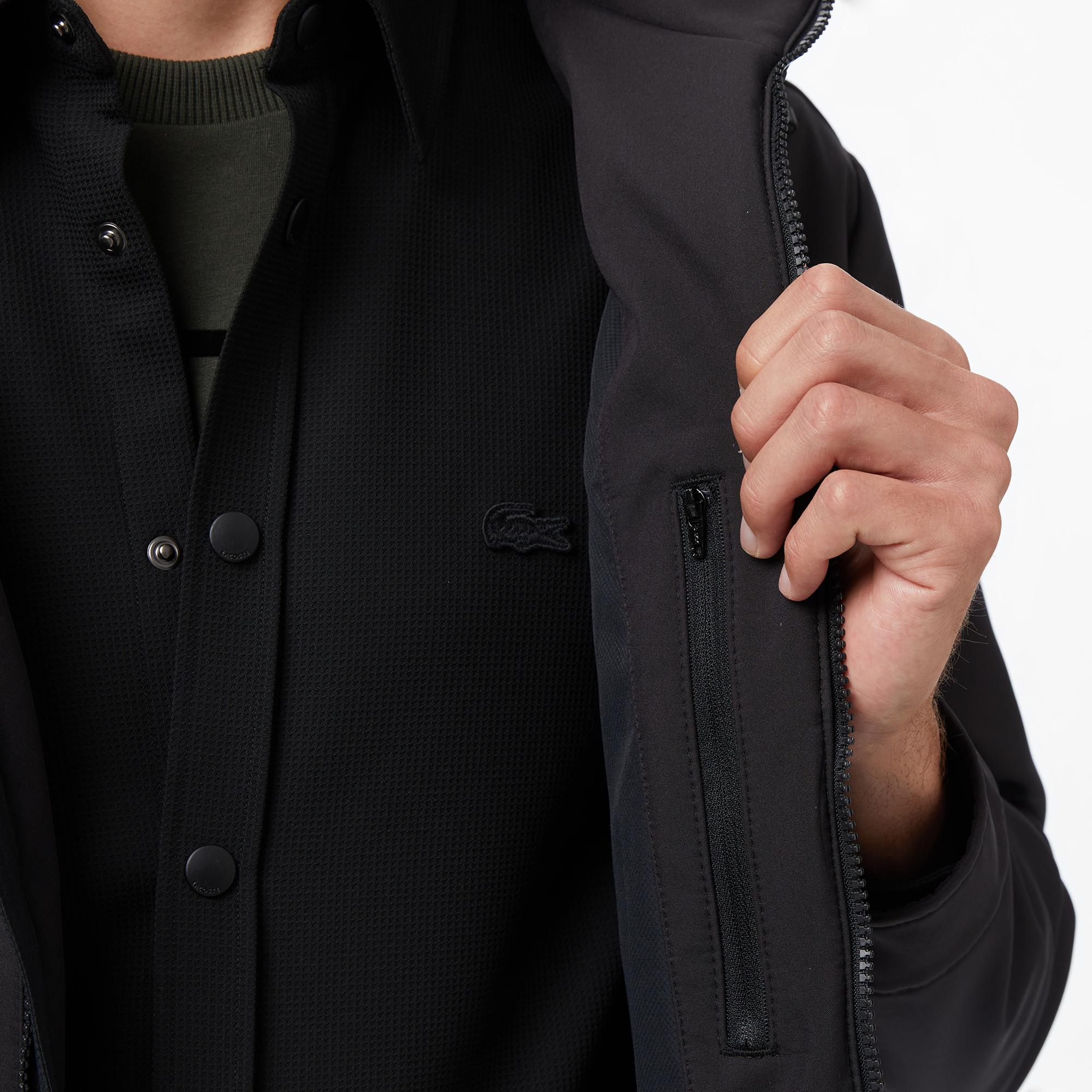 Lacoste Erkek Kapüşonlu Siyah Yağmurluk