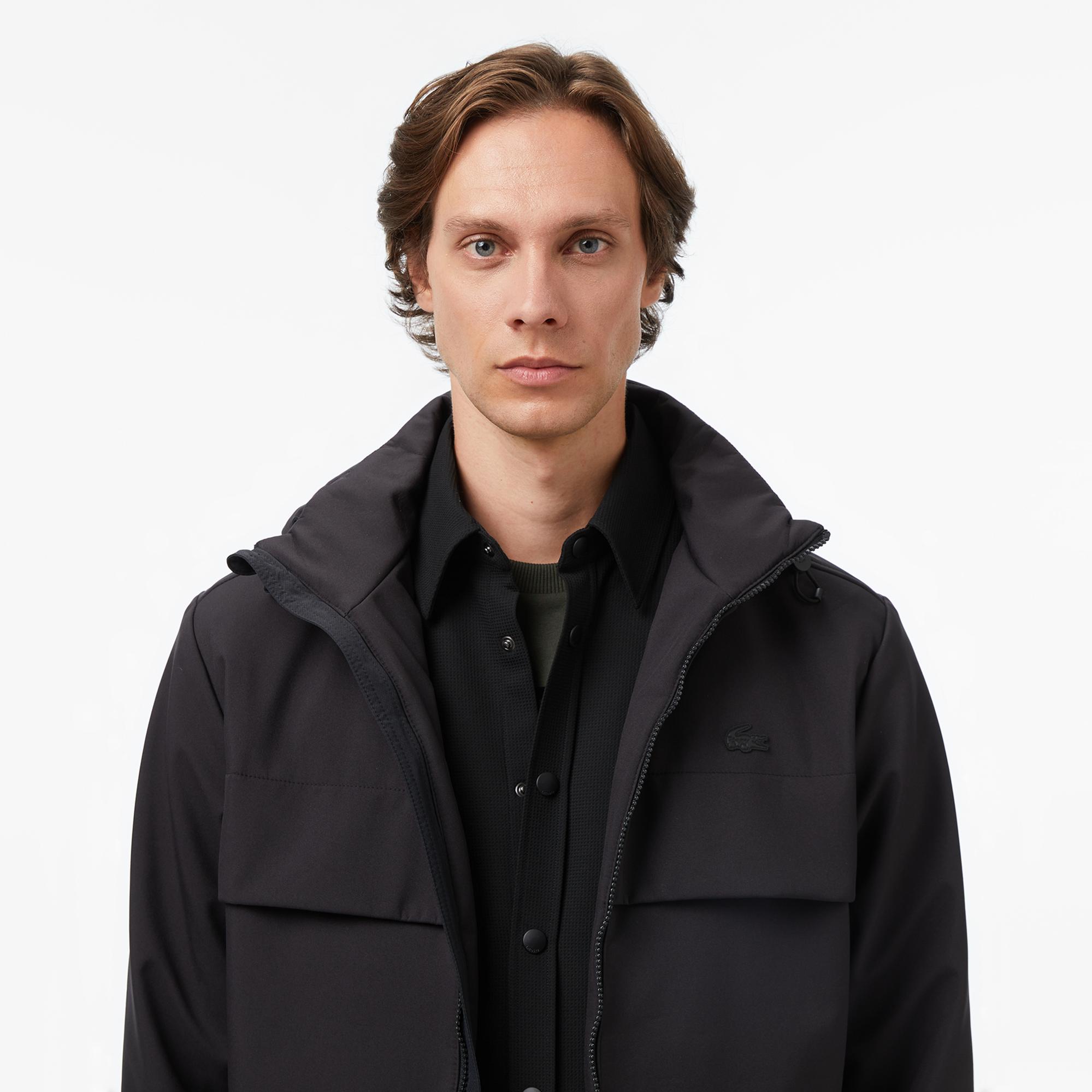 Lacoste Erkek Kapüşonlu Siyah Yağmurluk