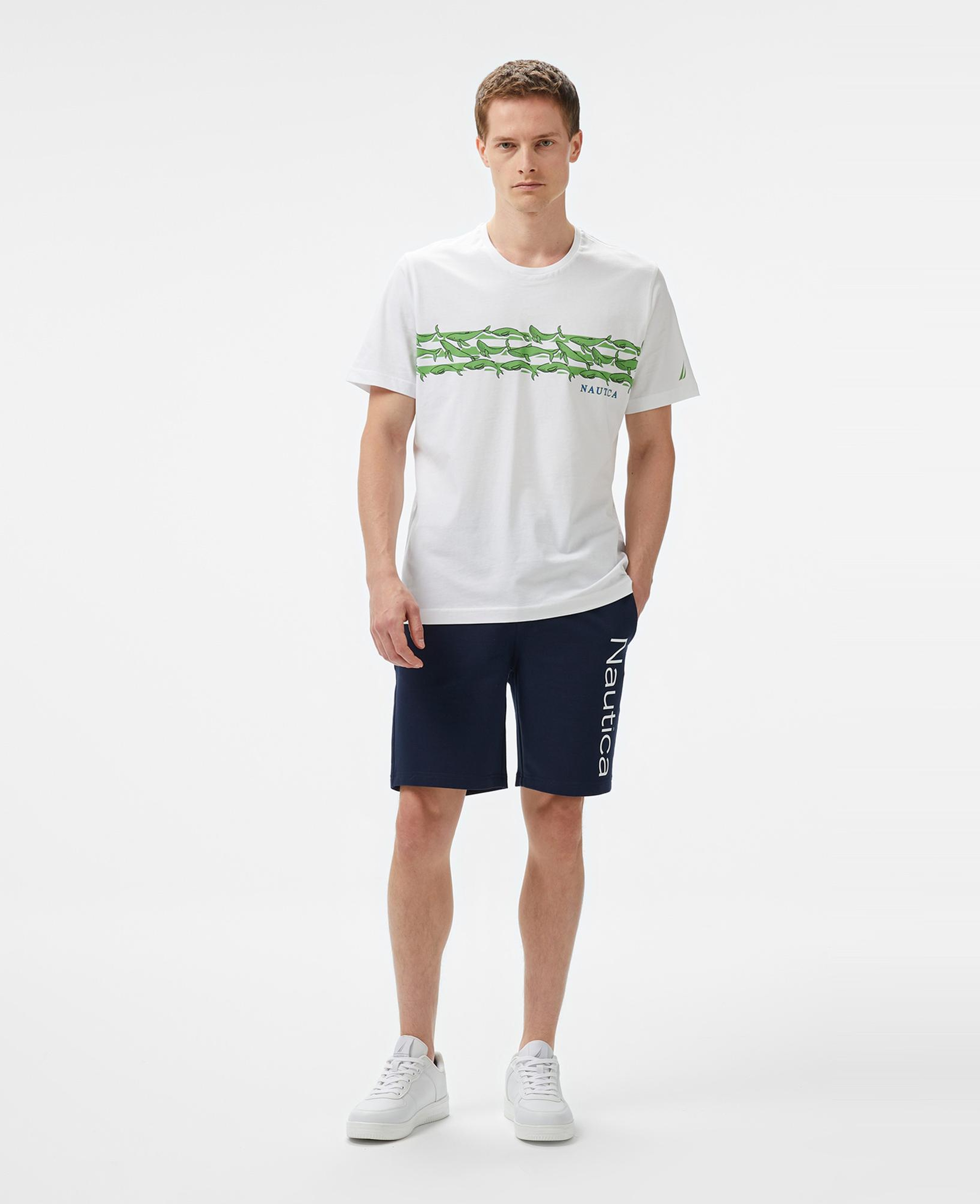 Nautica Erkek Beyaz Regular Fit Baskılı T-Shirt