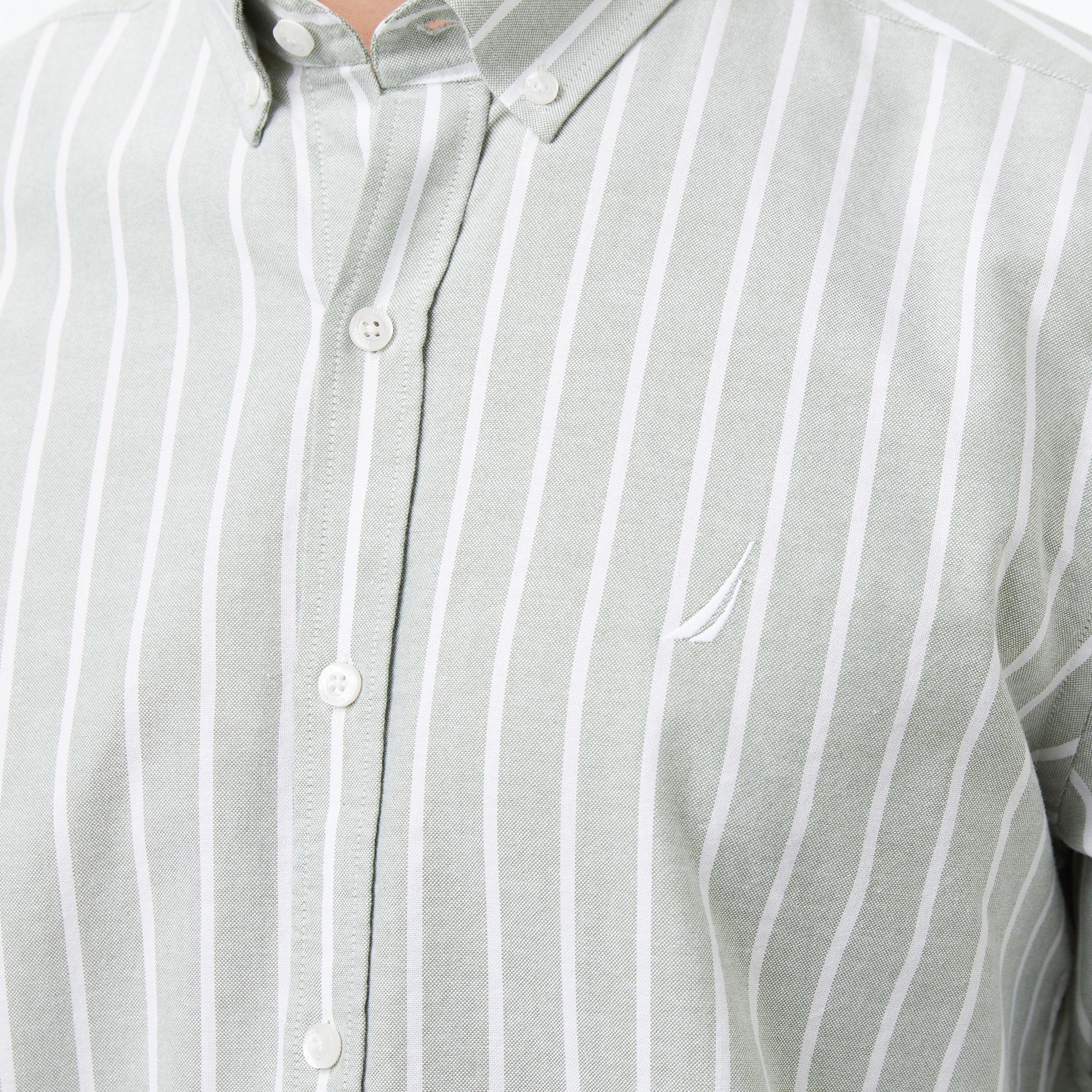 Nautica Erkek Yeşil Classic Fit Çizgili Gömlek
