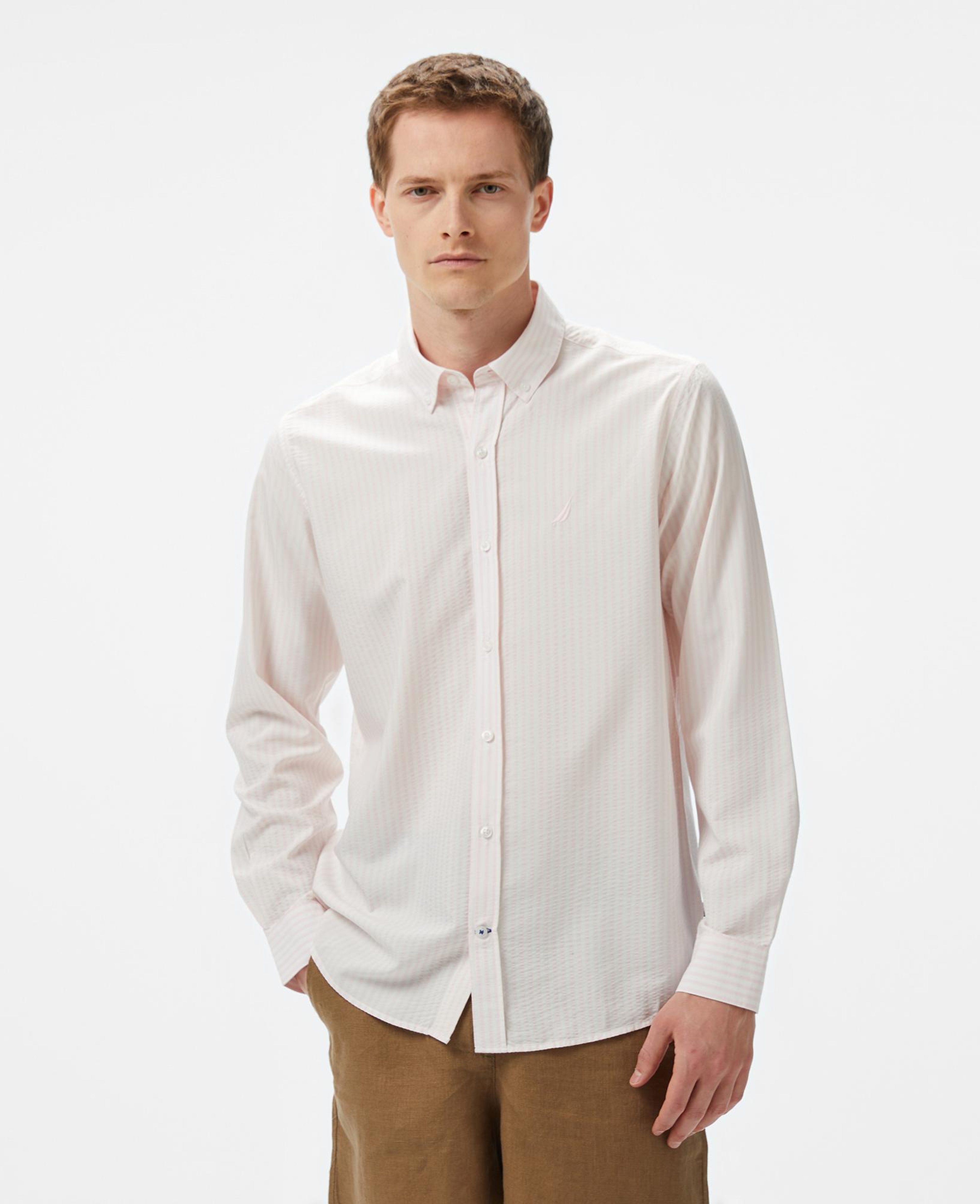 Nautica Erkek Pembe Classic Fit Çizgili Gömlek