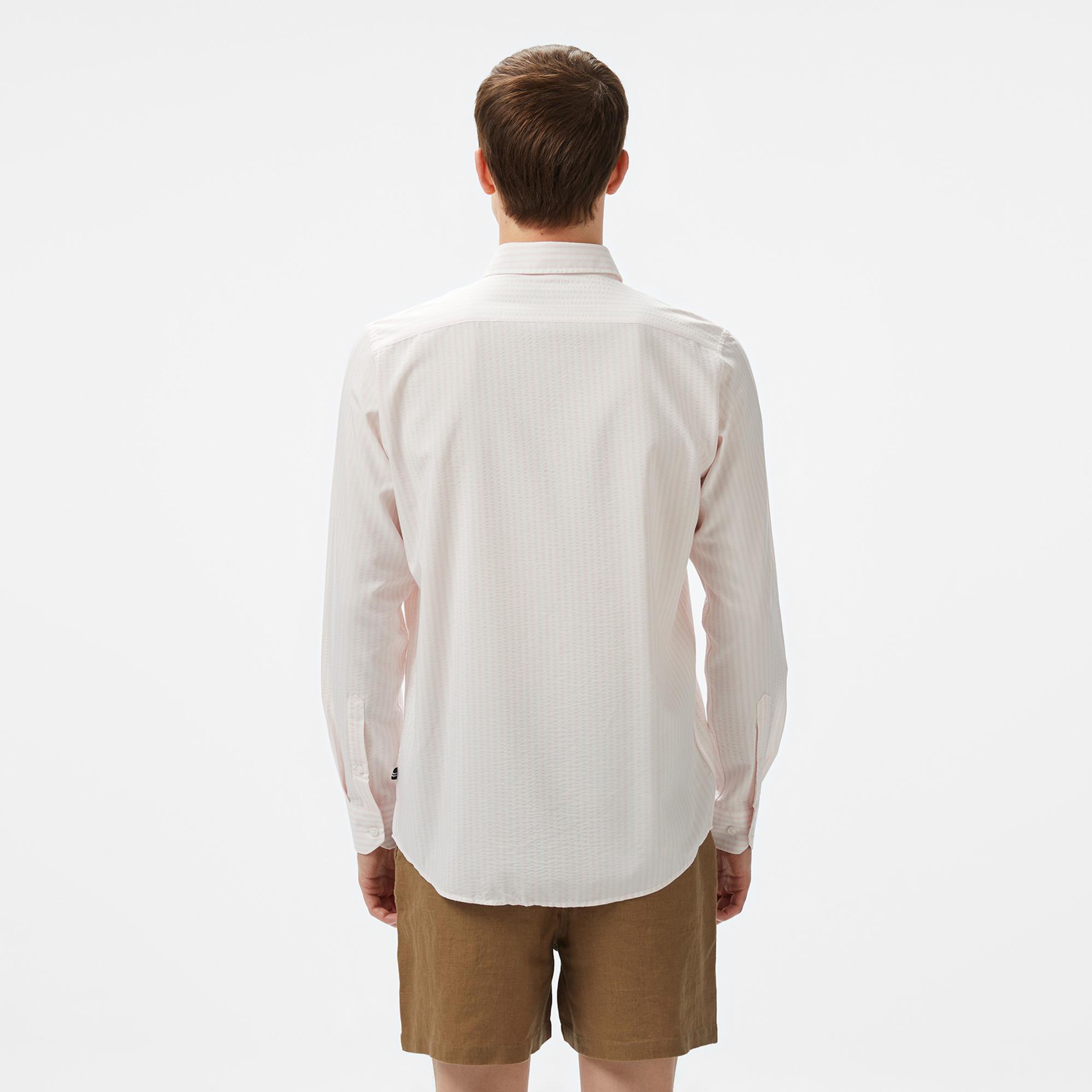 Nautica Erkek Pembe Classic Fit Çizgili Gömlek