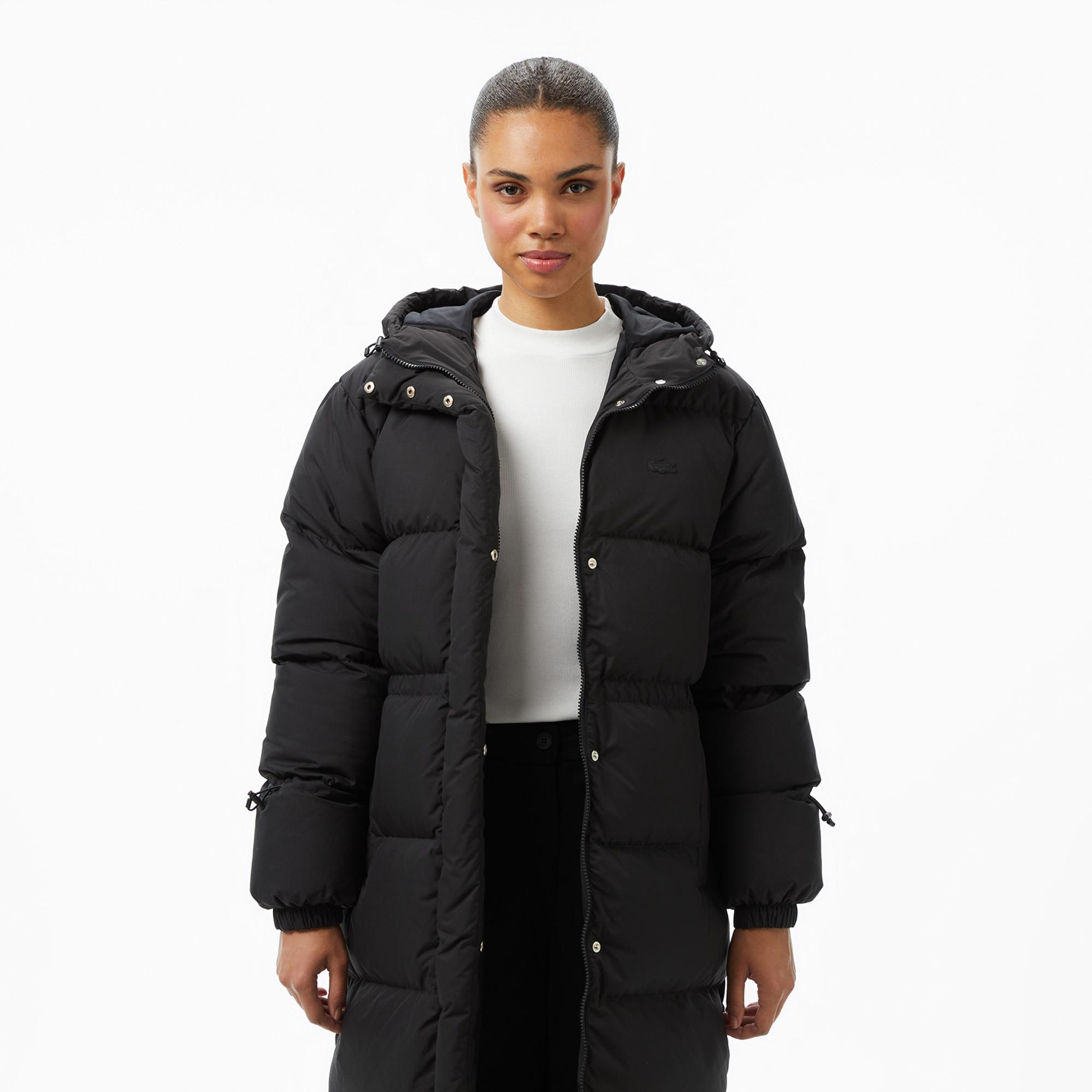 Lacoste Kadın Kapüşonlu Siyah Mont