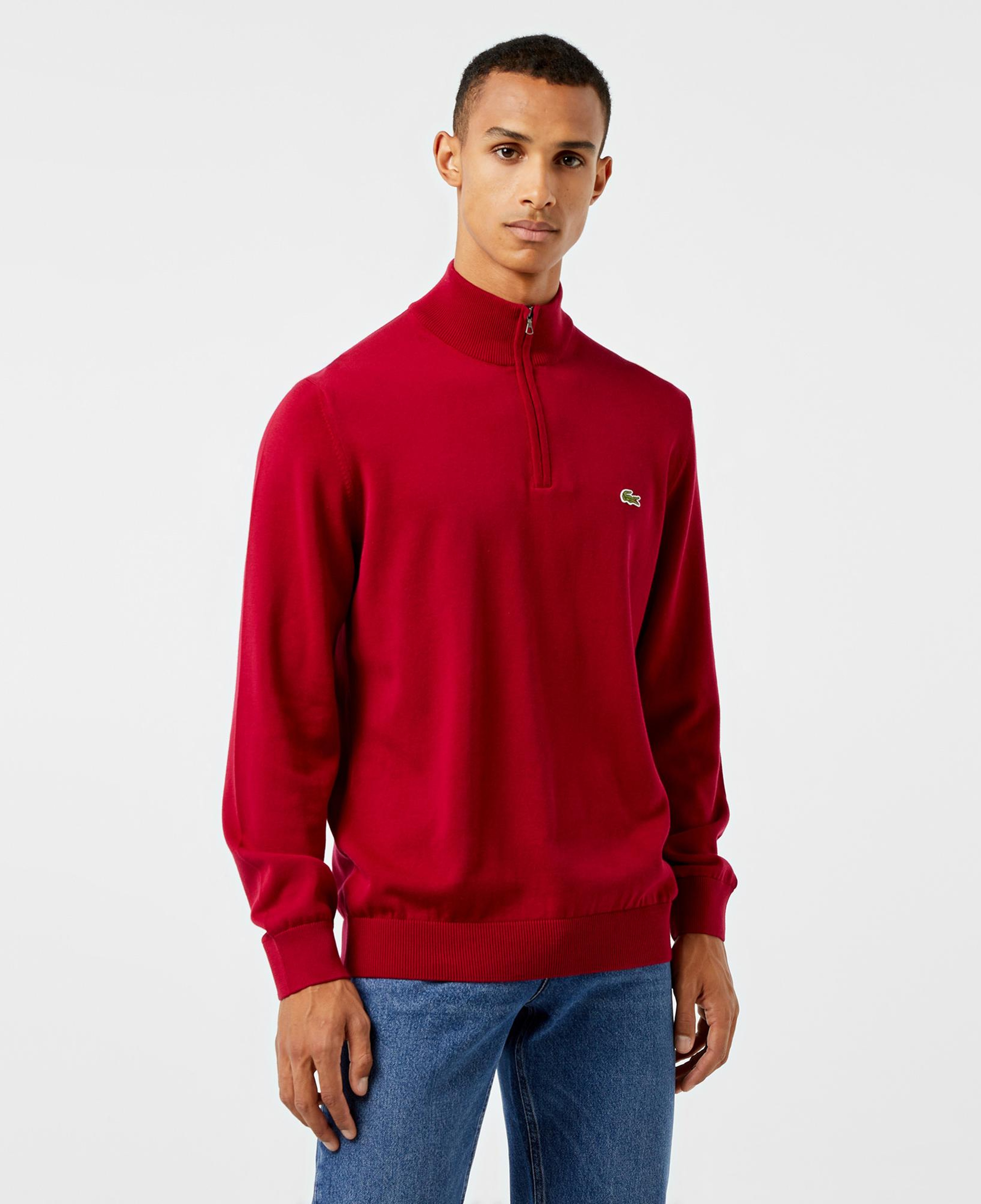 Lacoste Erkek Regular Fit Yarım Fermuarlı Kırmızı Kazak