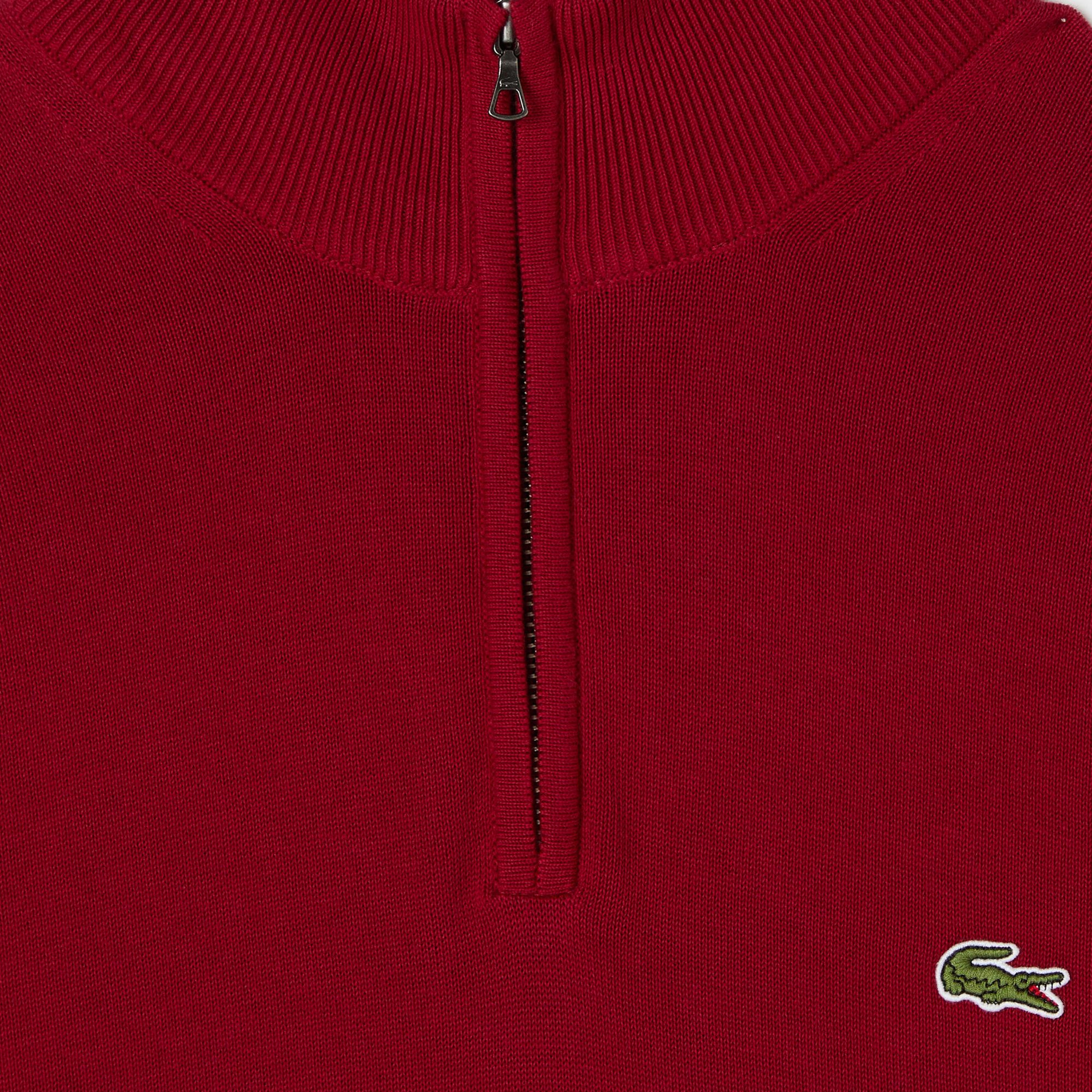 Lacoste Erkek Regular Fit Yarım Fermuarlı Kırmızı Kazak