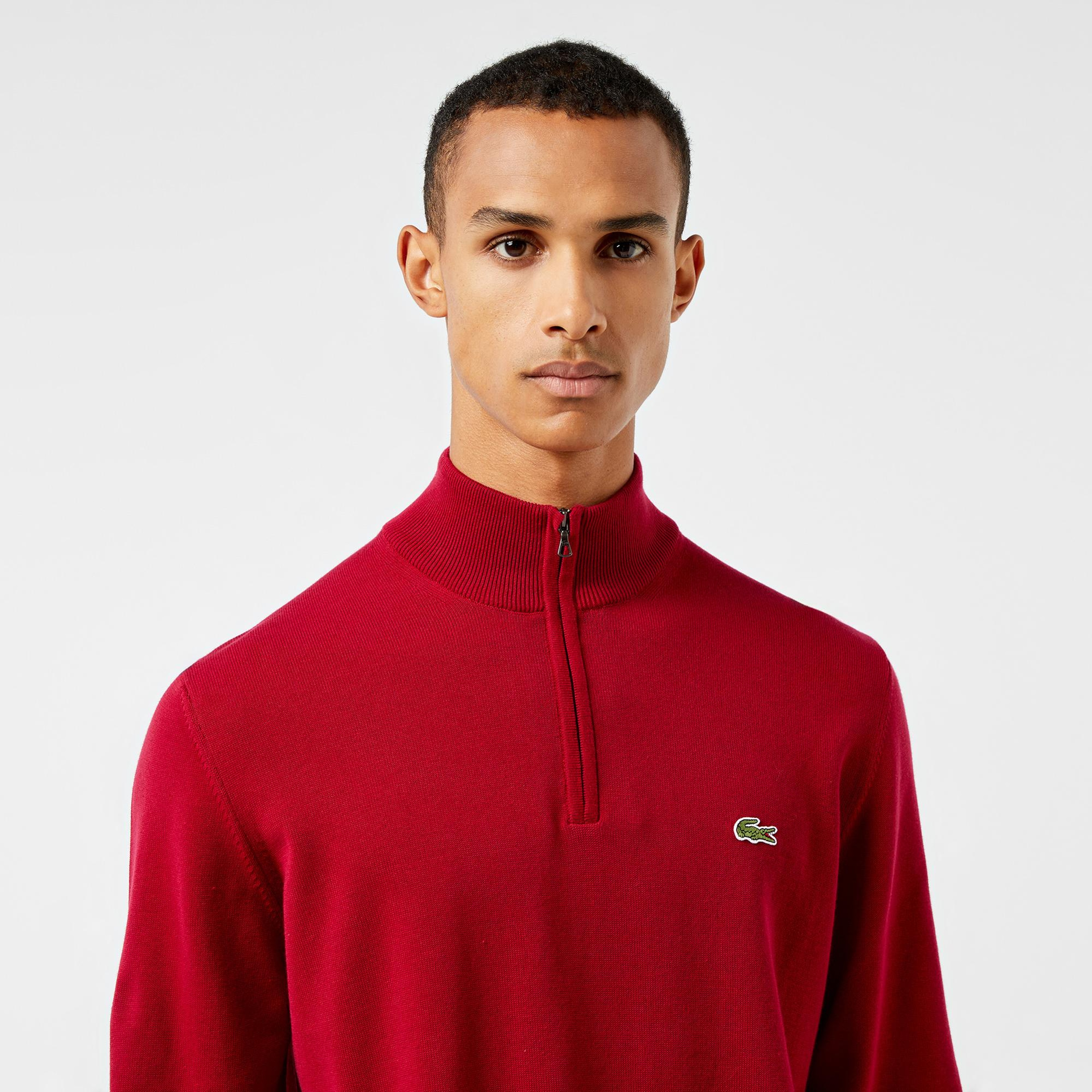 Lacoste Erkek Regular Fit Yarım Fermuarlı Kırmızı Kazak