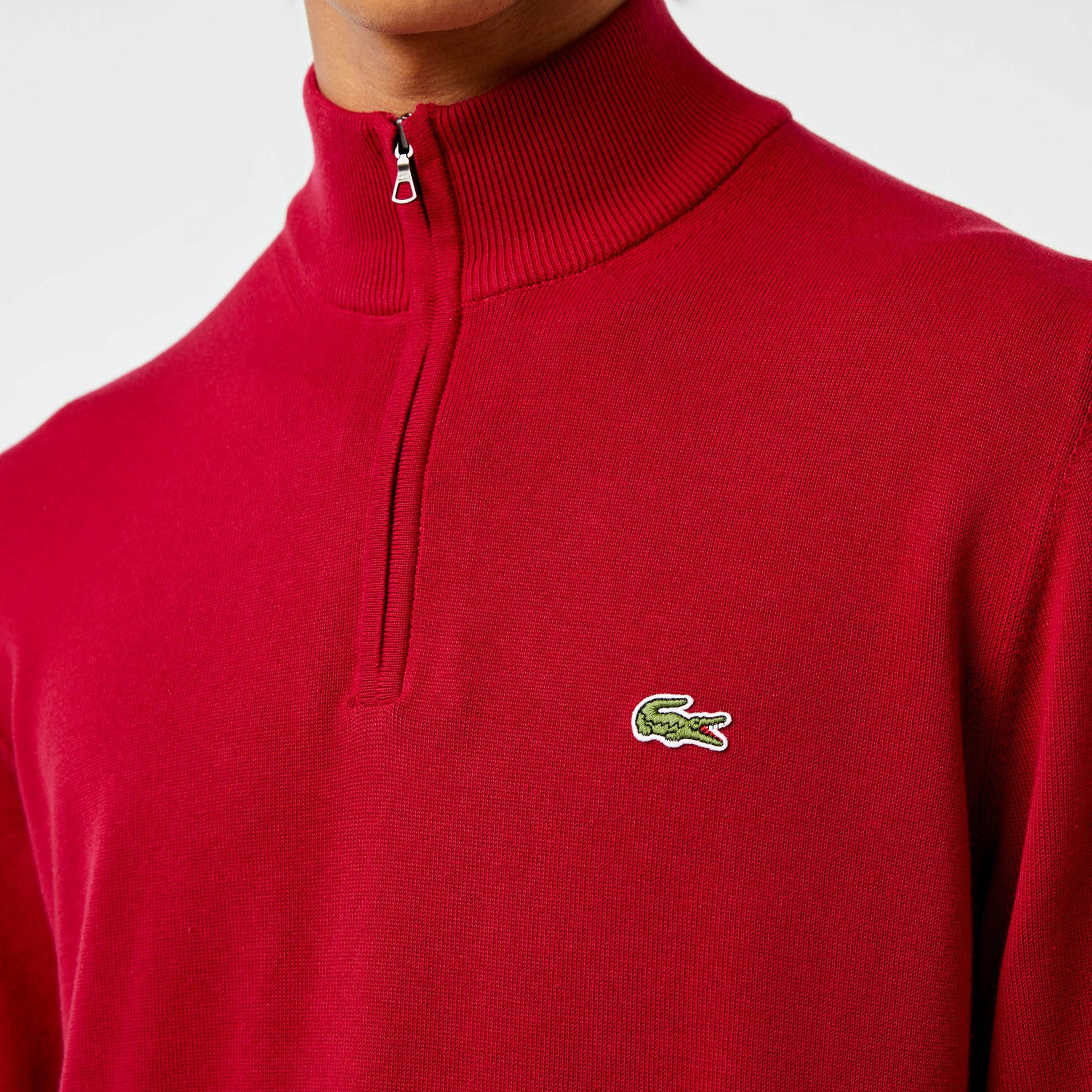 Lacoste Erkek Regular Fit Yarım Fermuarlı Kırmızı Kazak