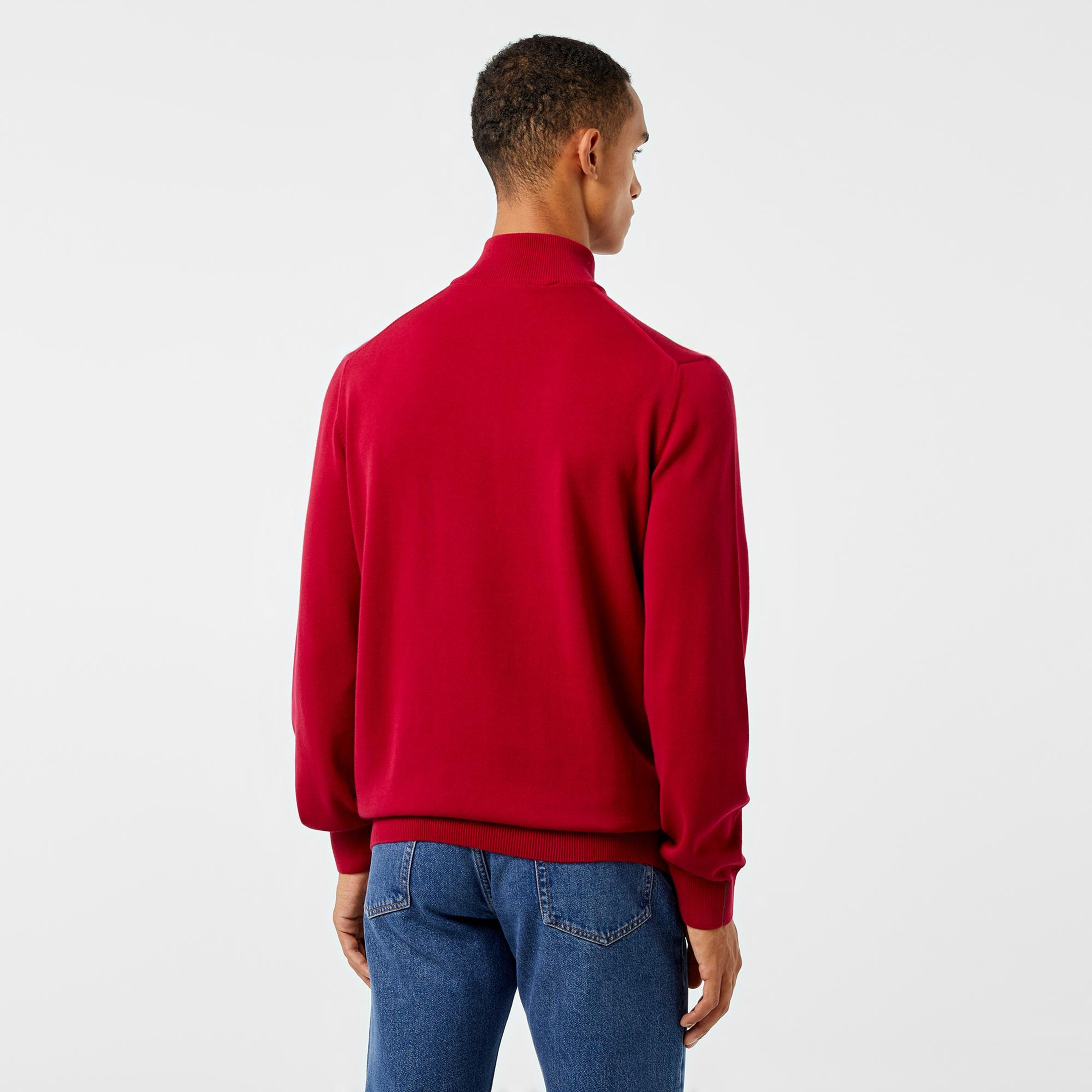 Lacoste Erkek Regular Fit Yarım Fermuarlı Kırmızı Kazak