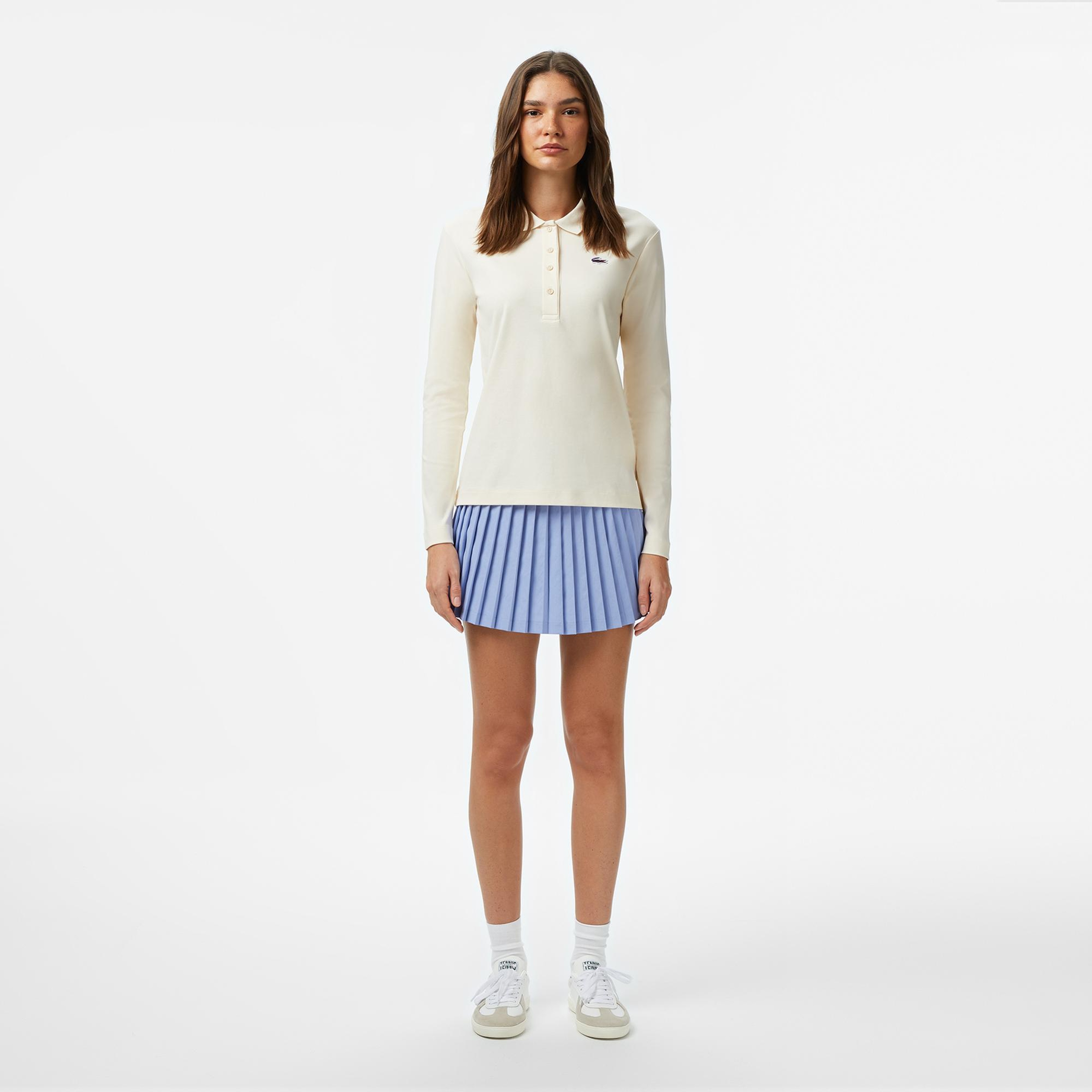 Lacoste Kadın Regular Fit Uzun Kollu Krem Polo