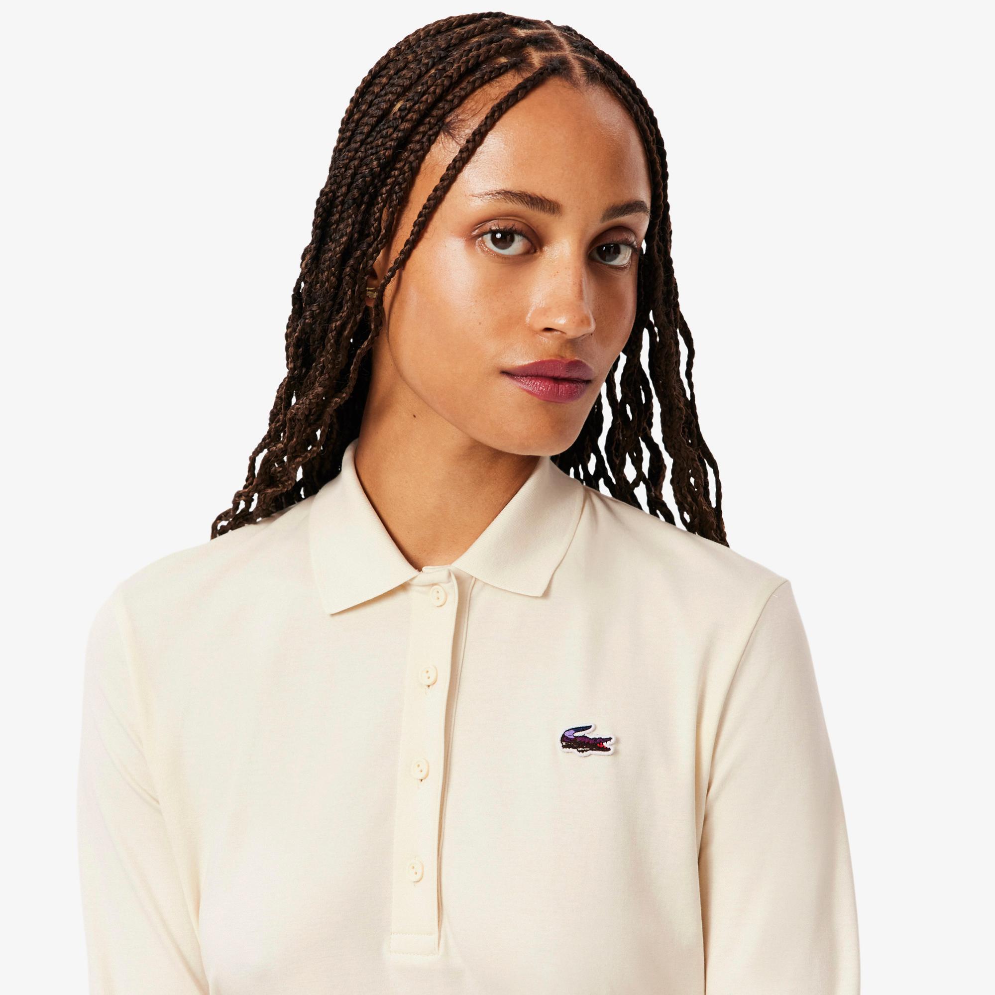 Lacoste Kadın Regular Fit Uzun Kollu Krem Polo