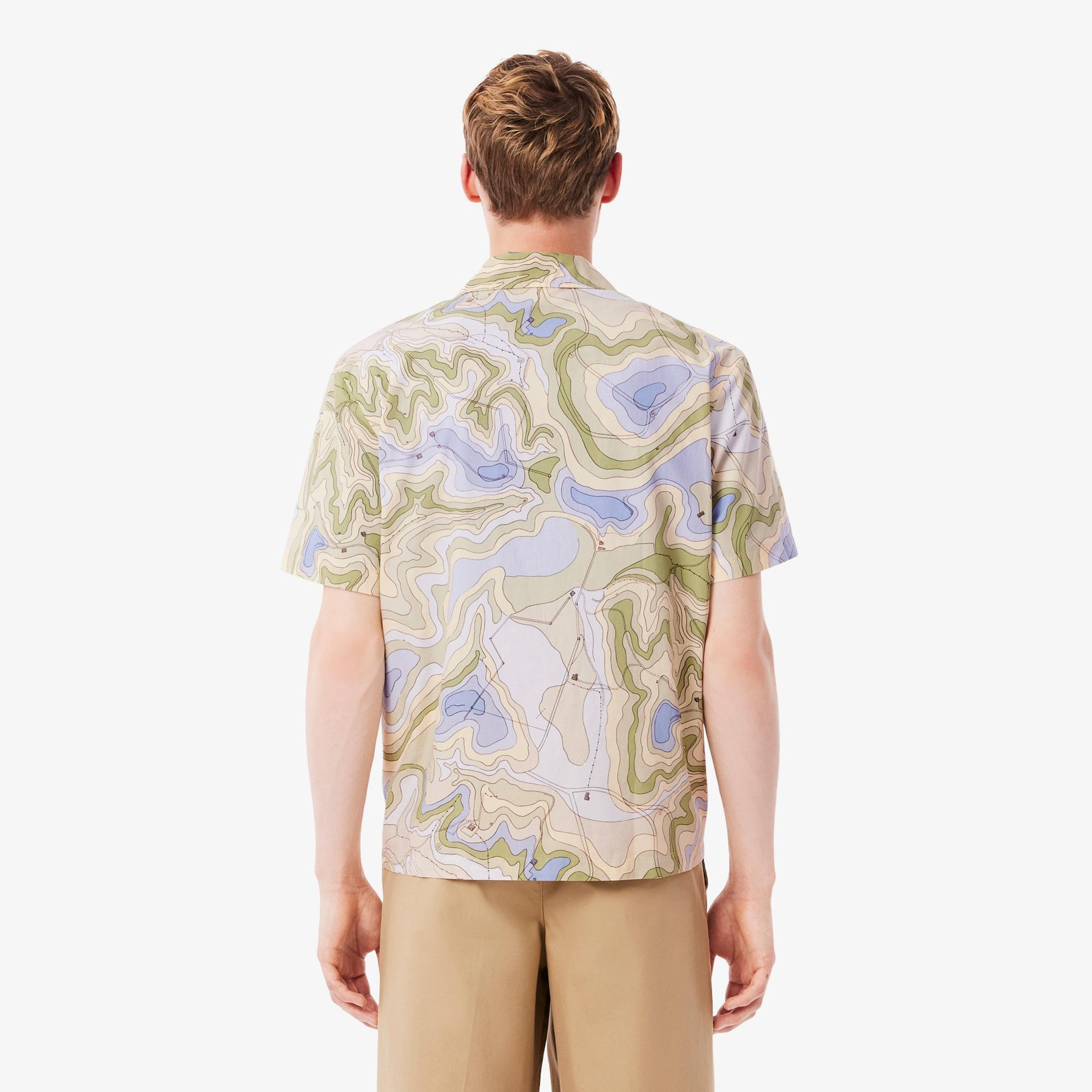 Lacoste Erkek Relaxed Fit Kısa Kollu Desenli Bej Gömlek