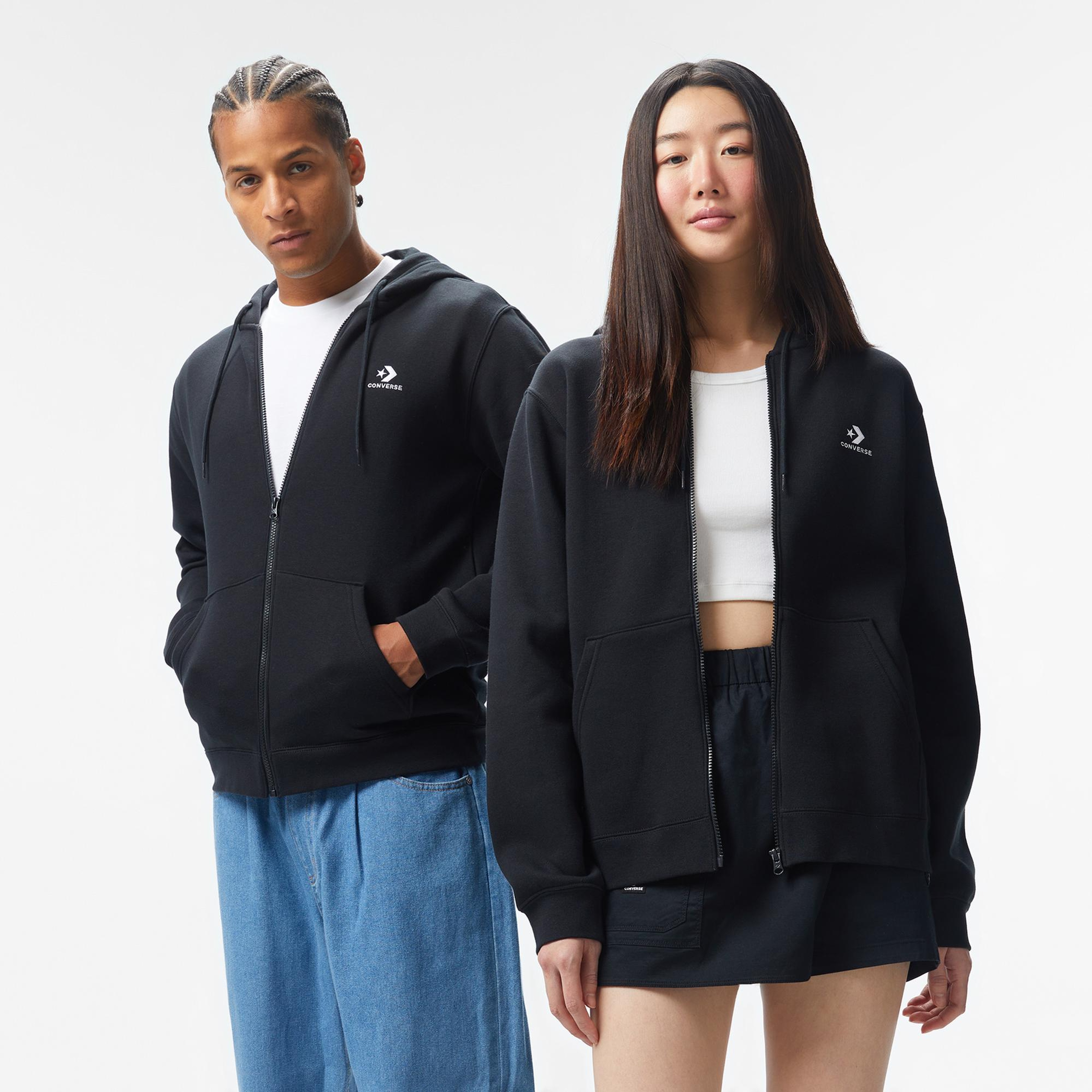 Converse Unisex Fermuarlı Siyah Eşofman Üstü