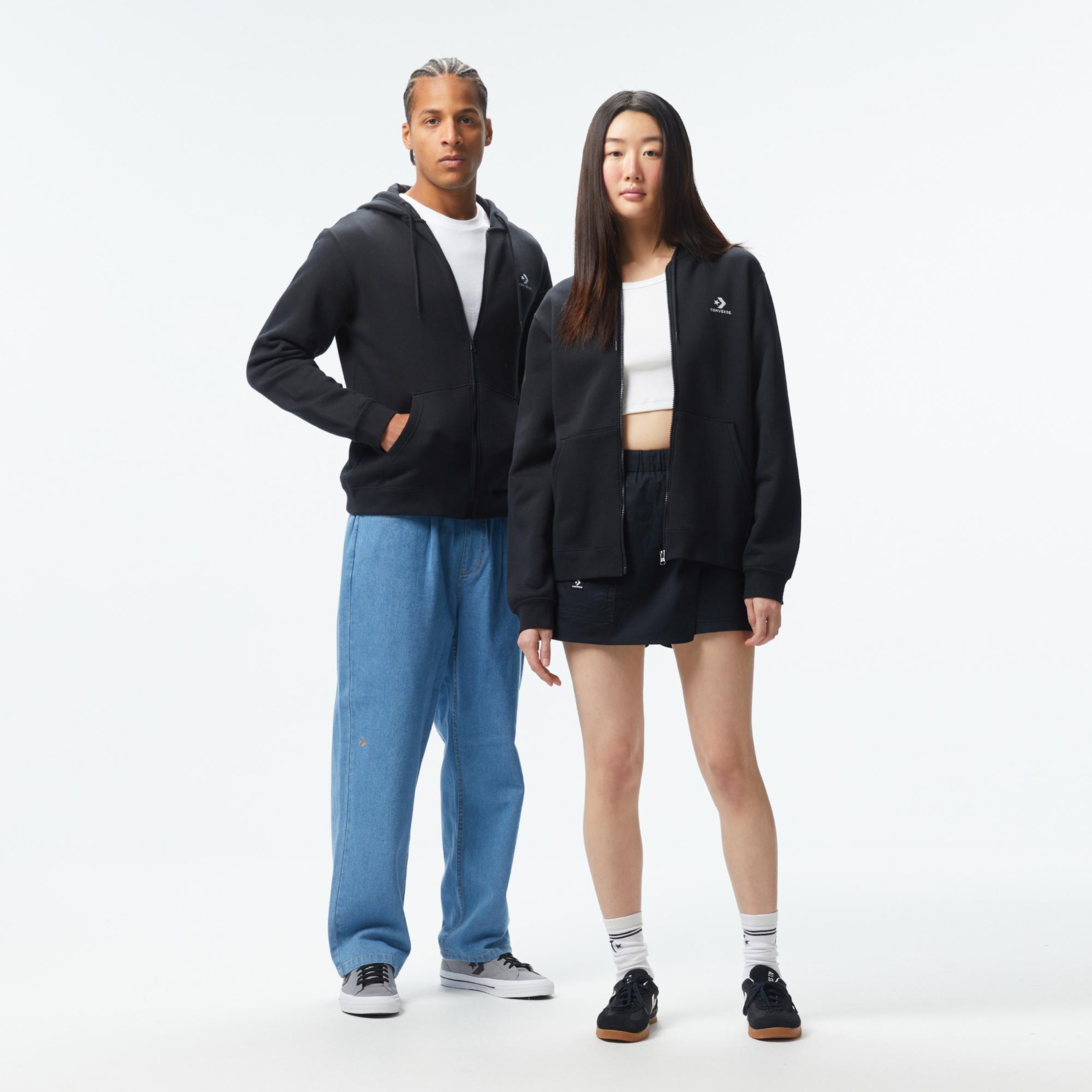 Converse Unisex Fermuarlı Siyah Eşofman Üstü