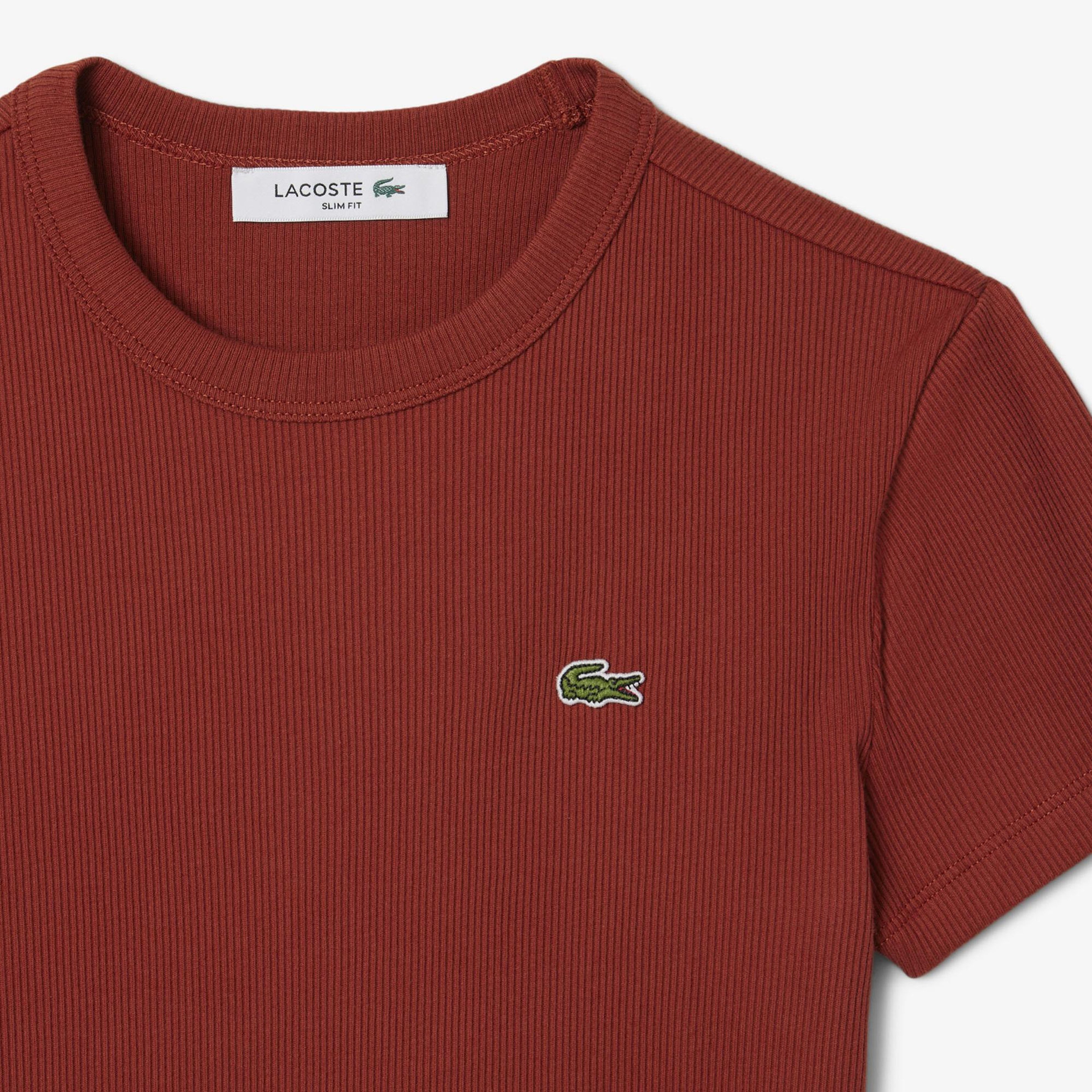 Lacoste Kadın Slim Fit Bisiklet Yaka Kırmızı T-Shirt