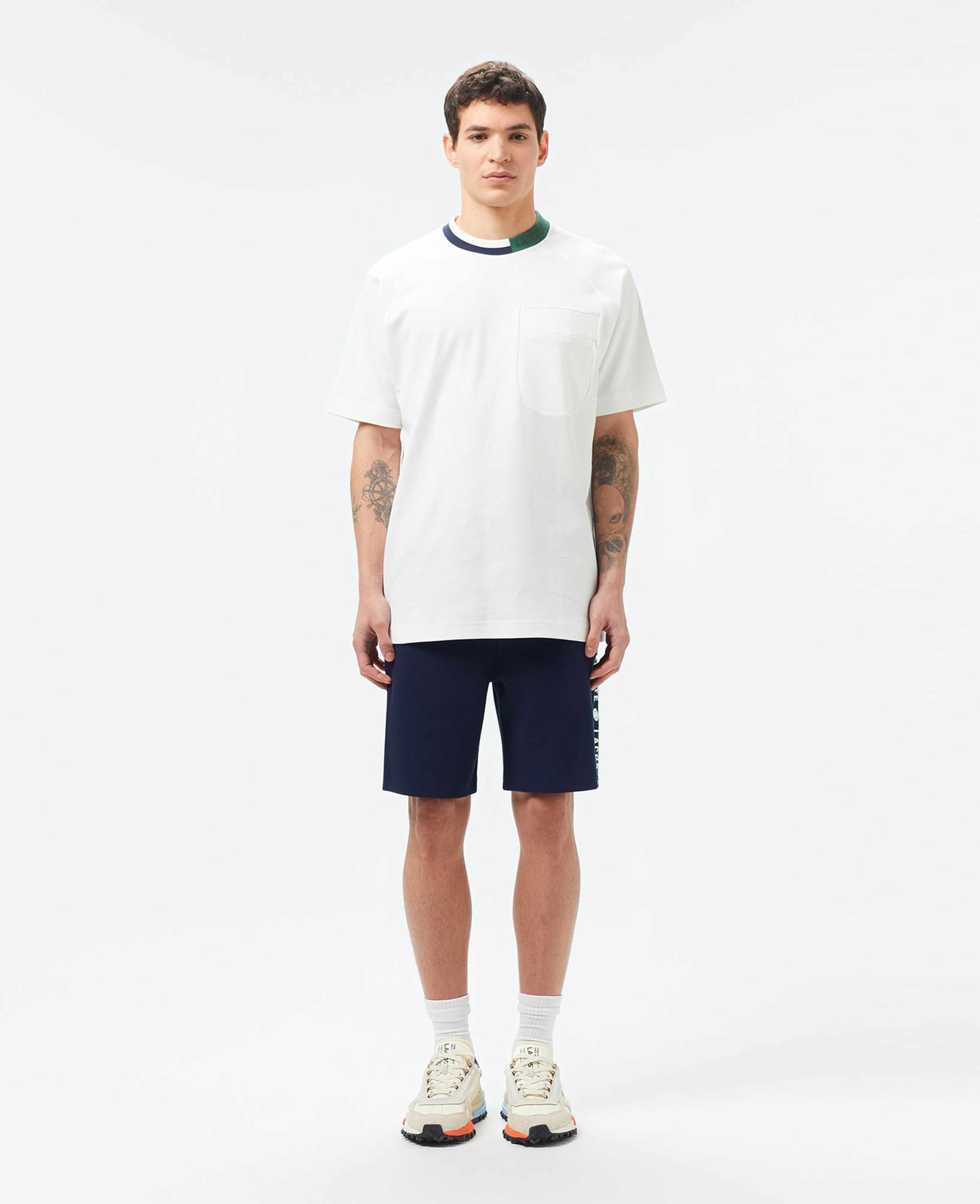 Lacoste Erkek Bisiklet Yaka Beyaz Cepli T-Shirt