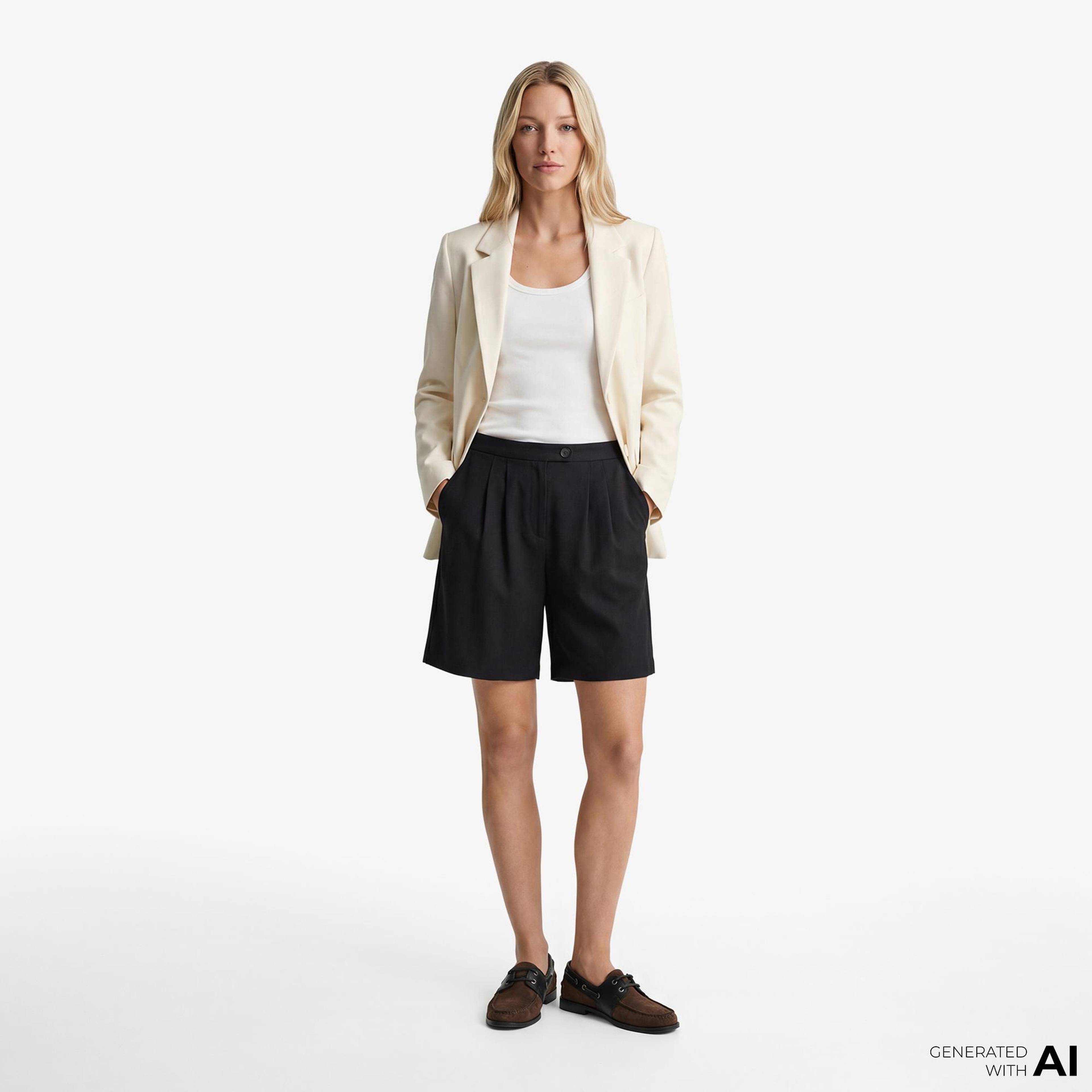 GANT Kadın Siyah Relaxed Fit Keten Şort