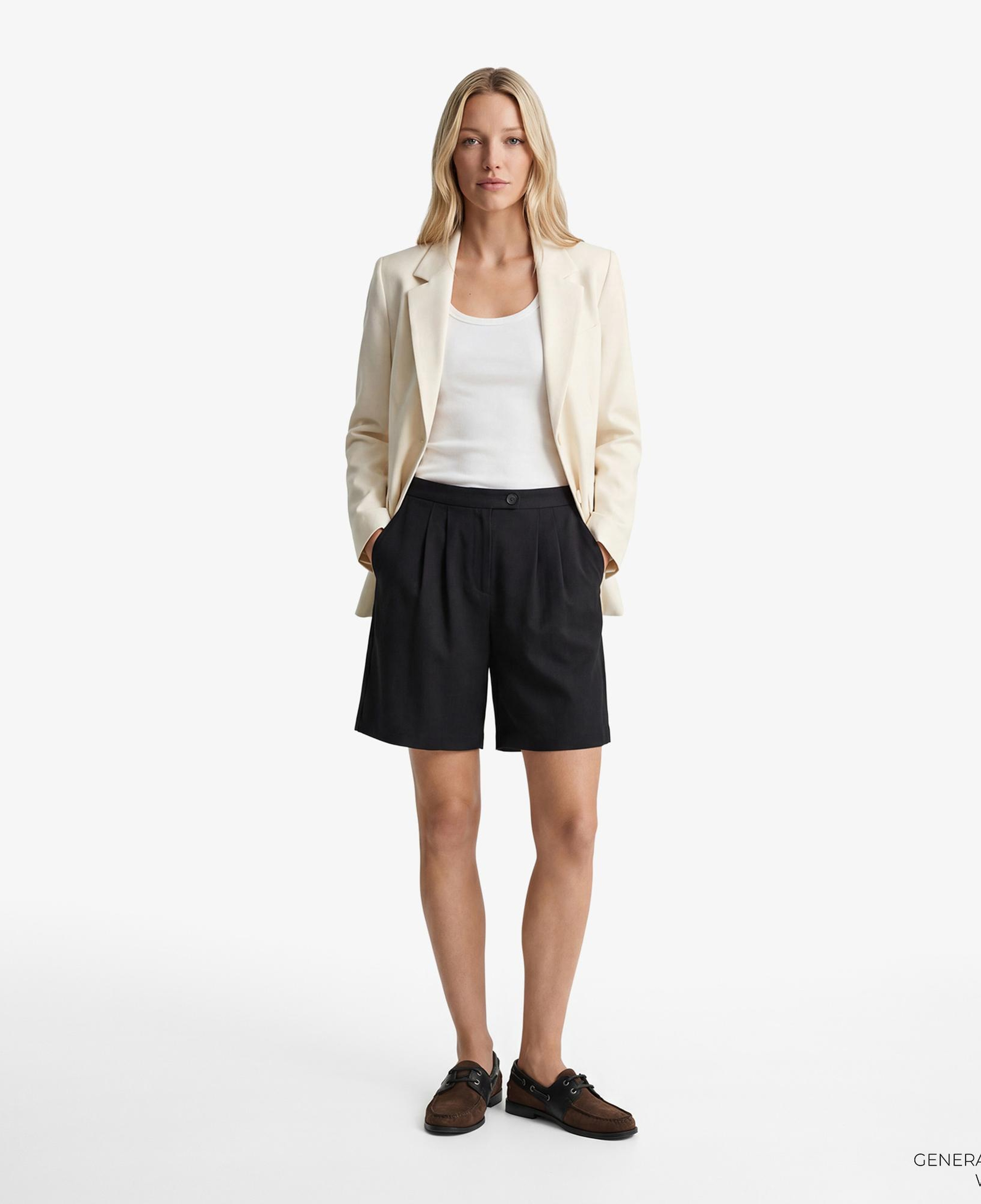 GANT Kadın Siyah Relaxed Fit Keten Şort