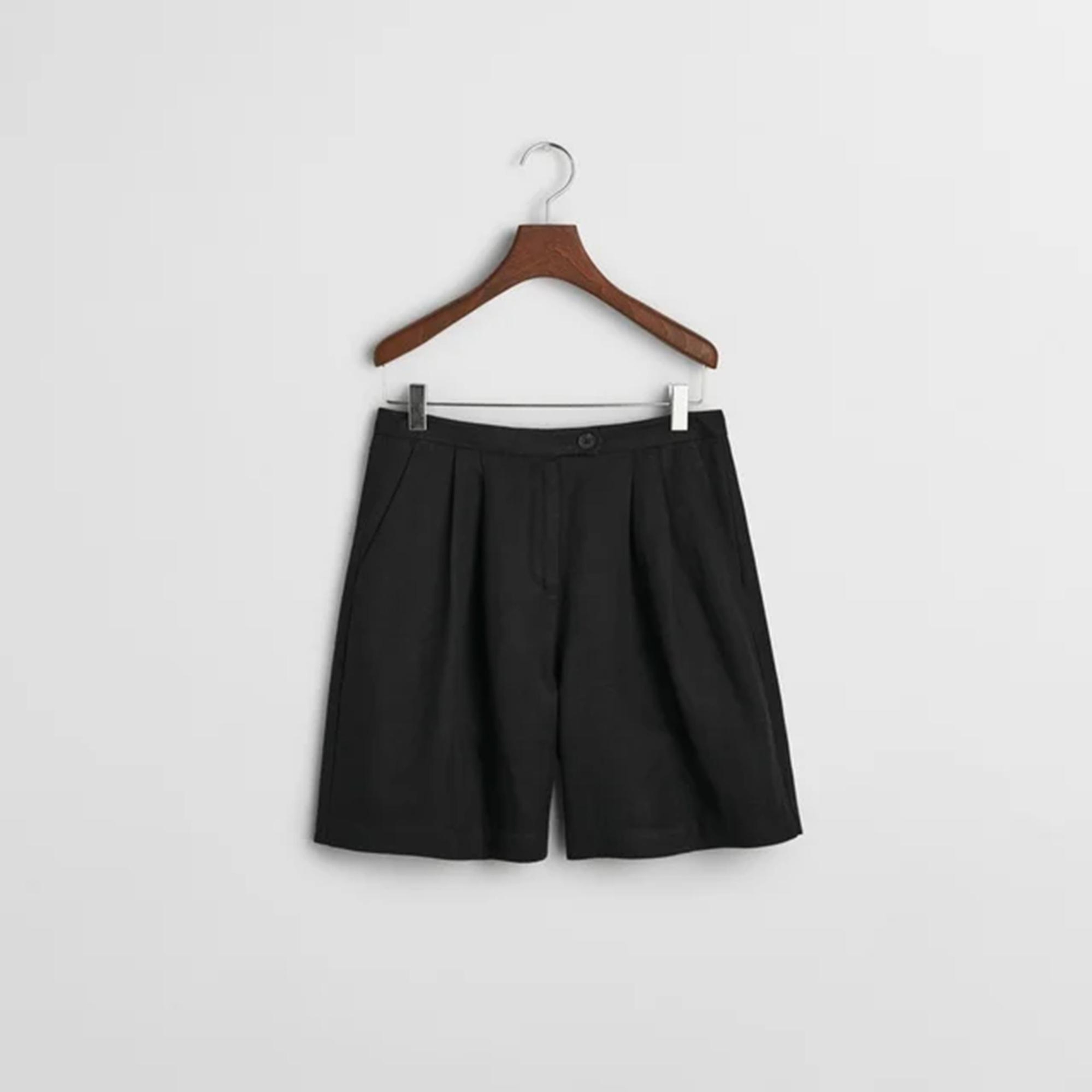 GANT Kadın Siyah Relaxed Fit Keten Şort