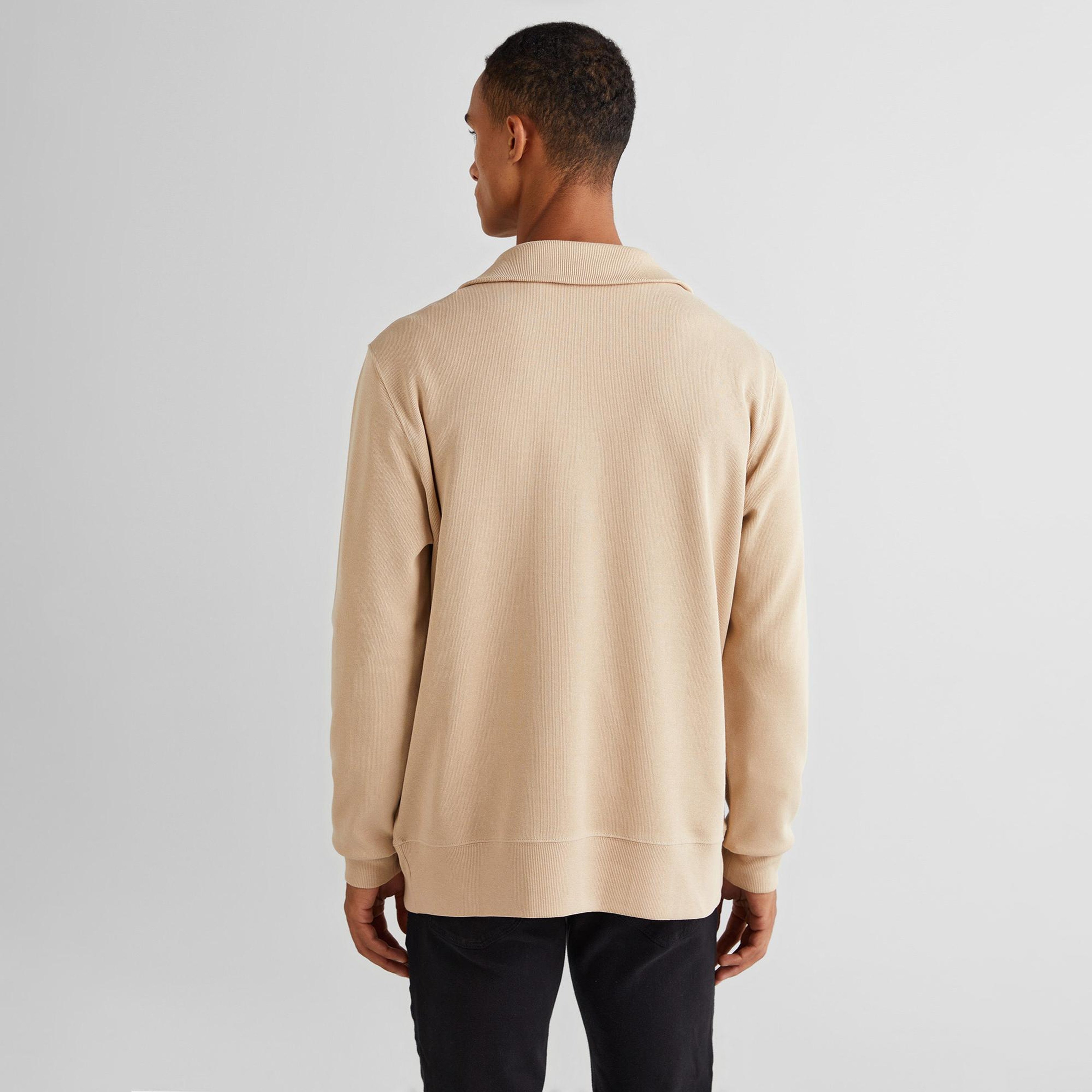 GANT Erkek Bej Regular Fit Yarım Fermuarlı Sweatshirt