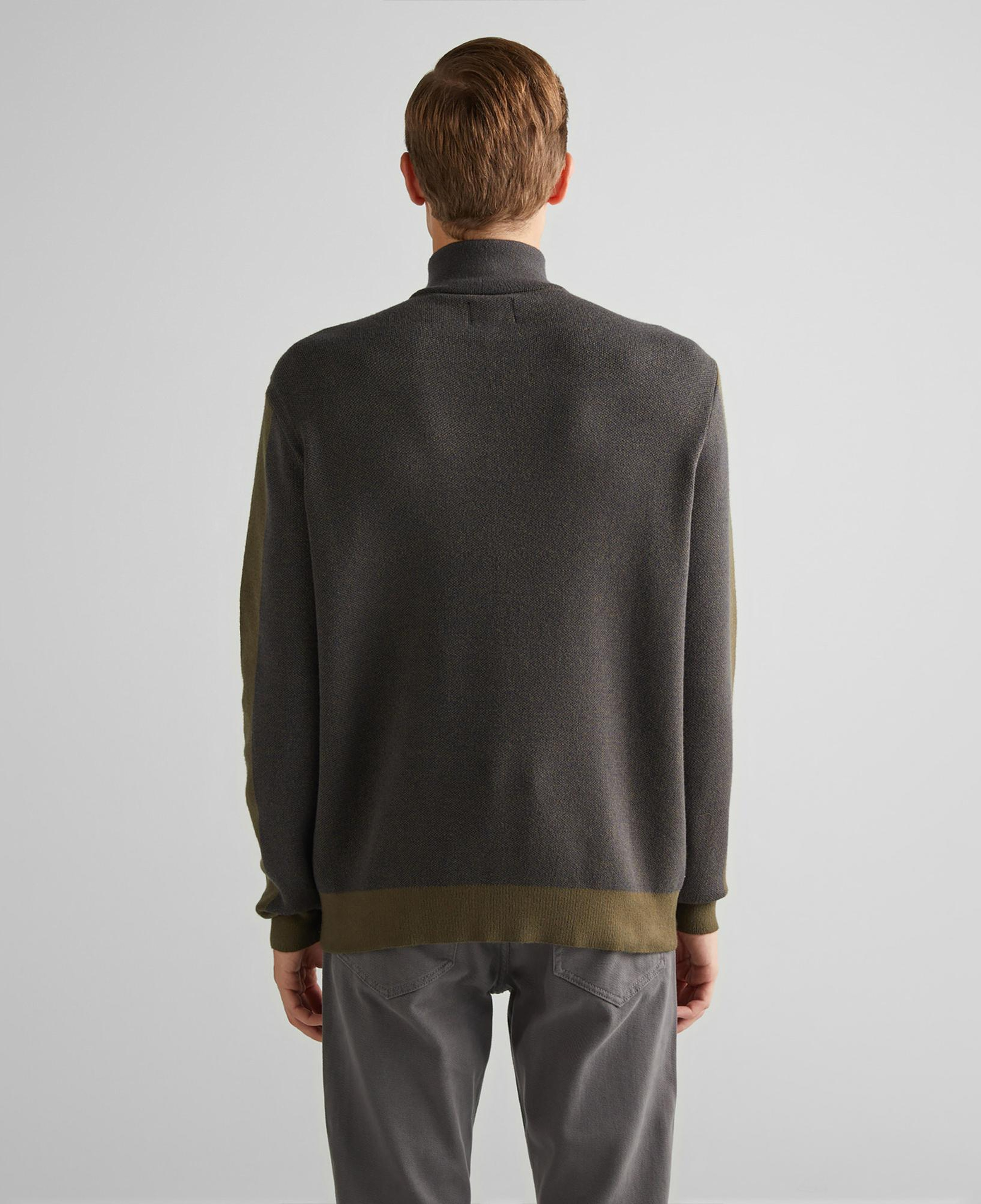 GANT Erkek Yeşil Relaxed Fit Yarım Fermuarlı Renk Bloklu Kazak