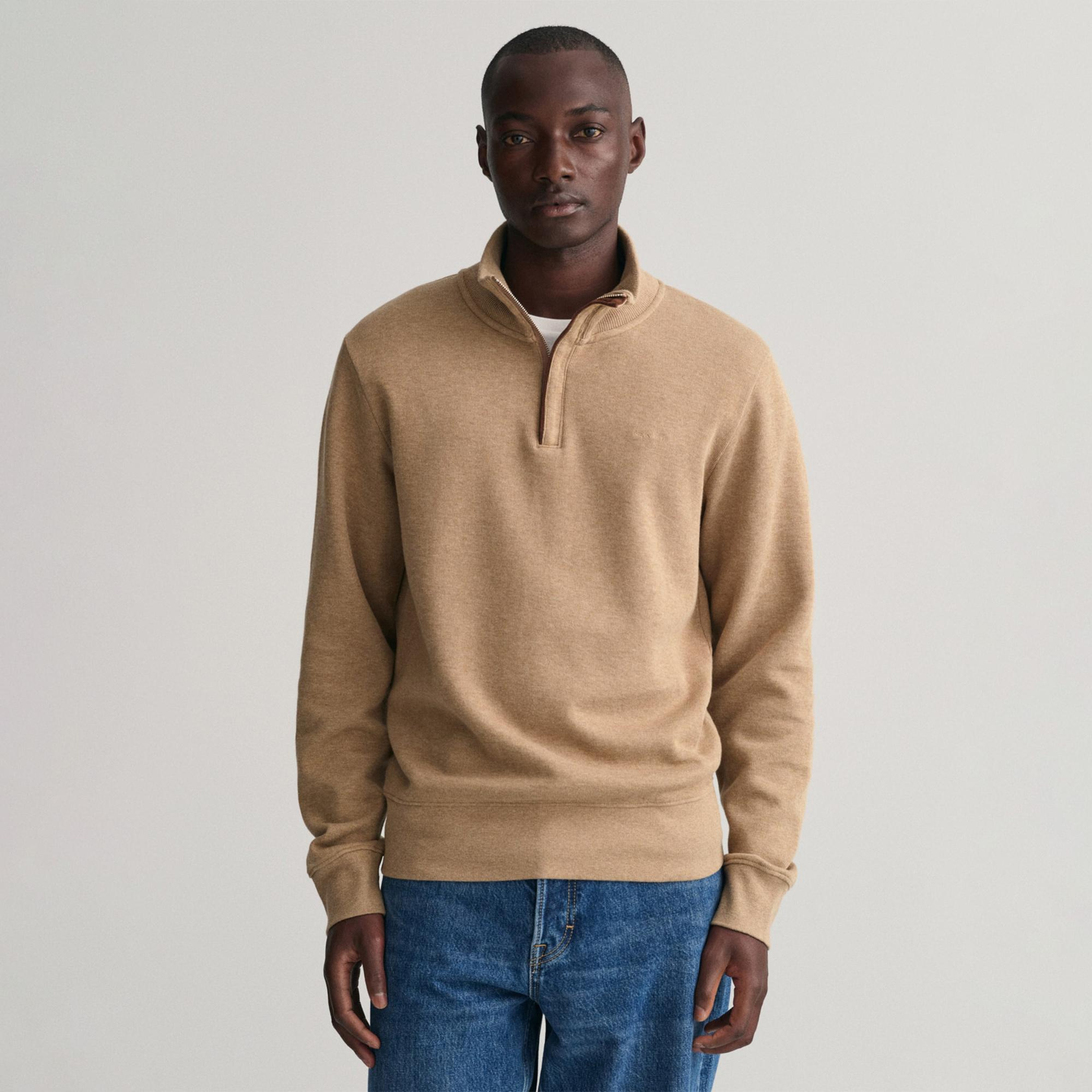 GANT Erkek Bej Regular Fit Yarım Fermuarlı Sweatshirt