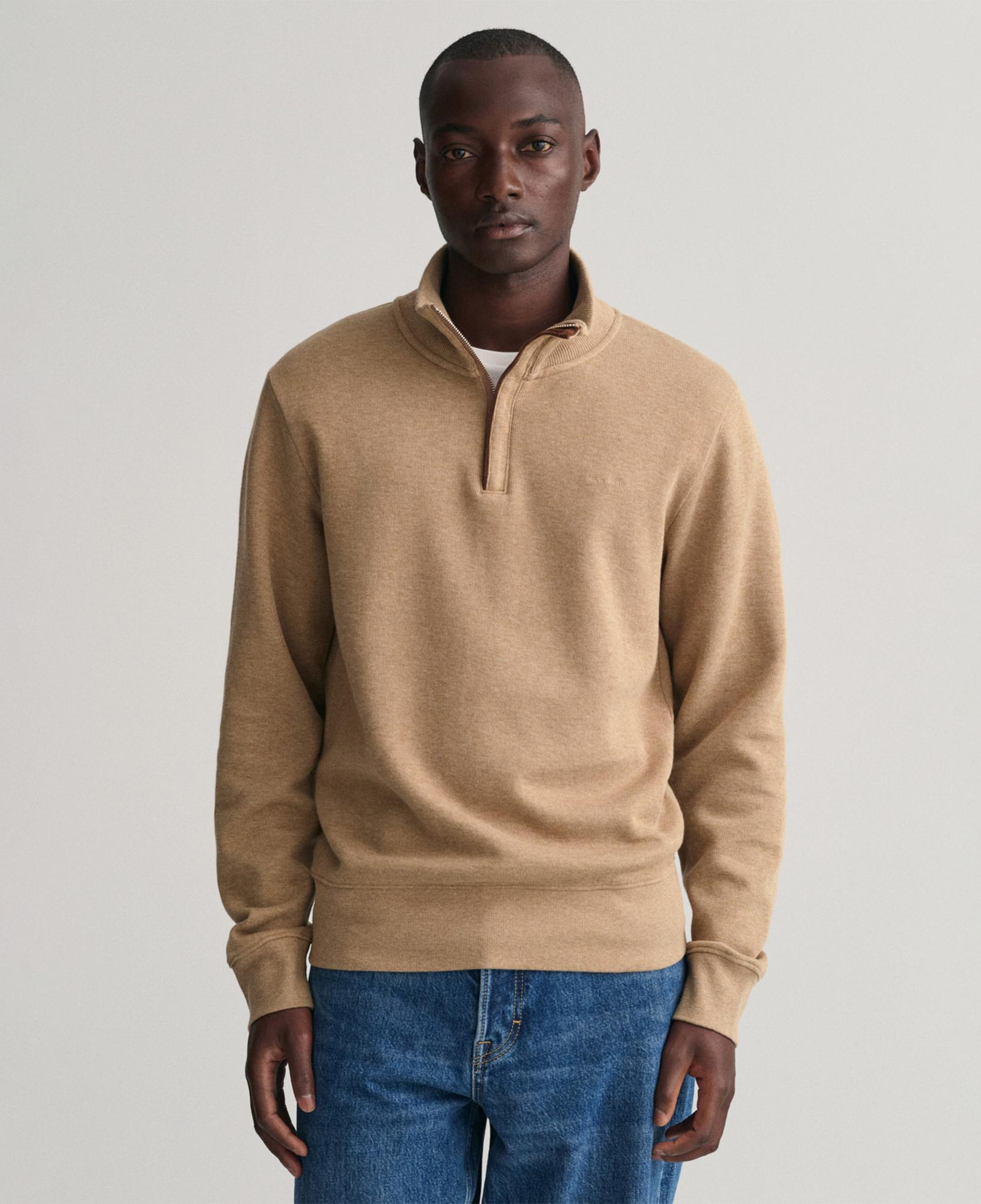 GANT Erkek Bej Regular Fit Yarım Fermuarlı Sweatshirt