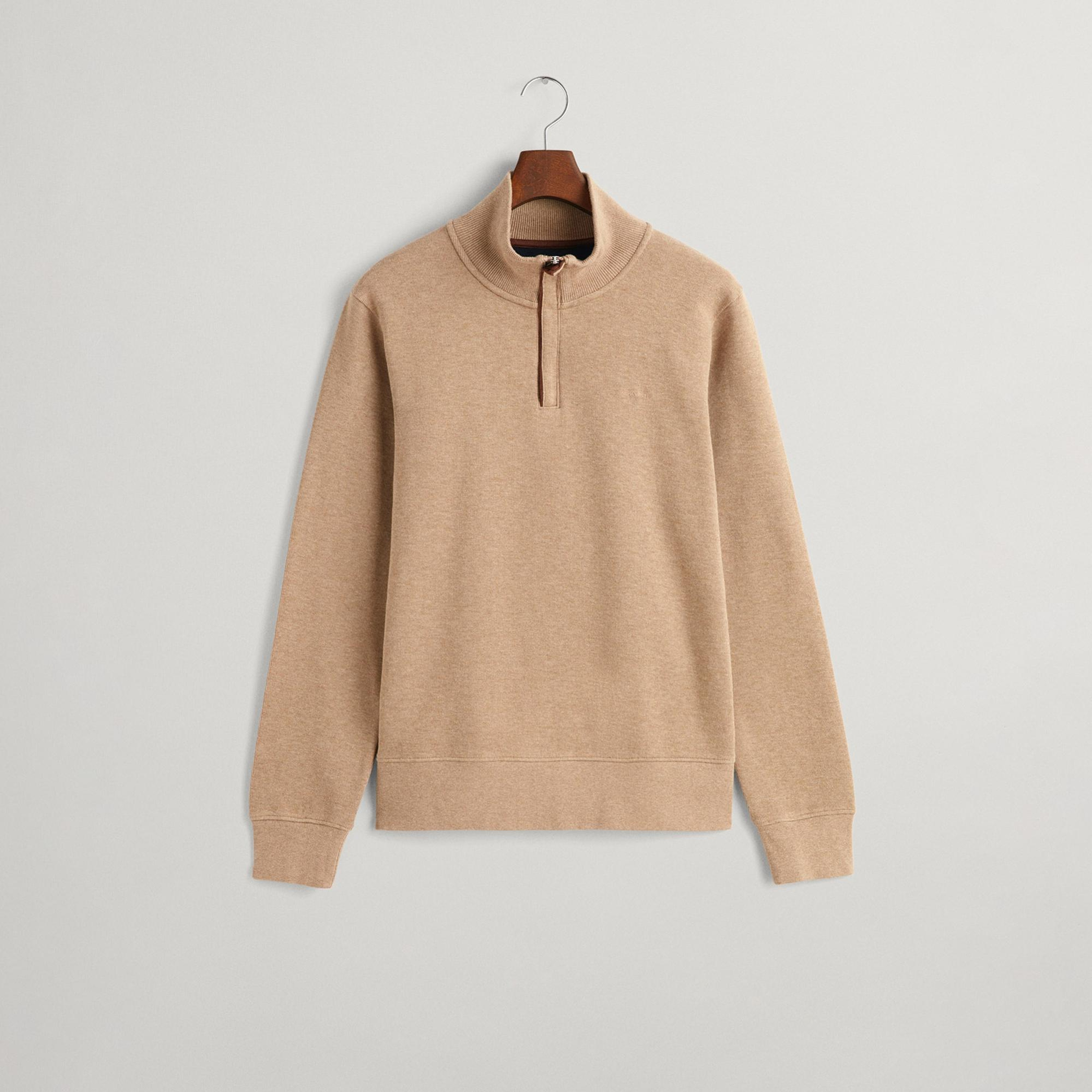 GANT Erkek Bej Regular Fit Yarım Fermuarlı Sweatshirt
