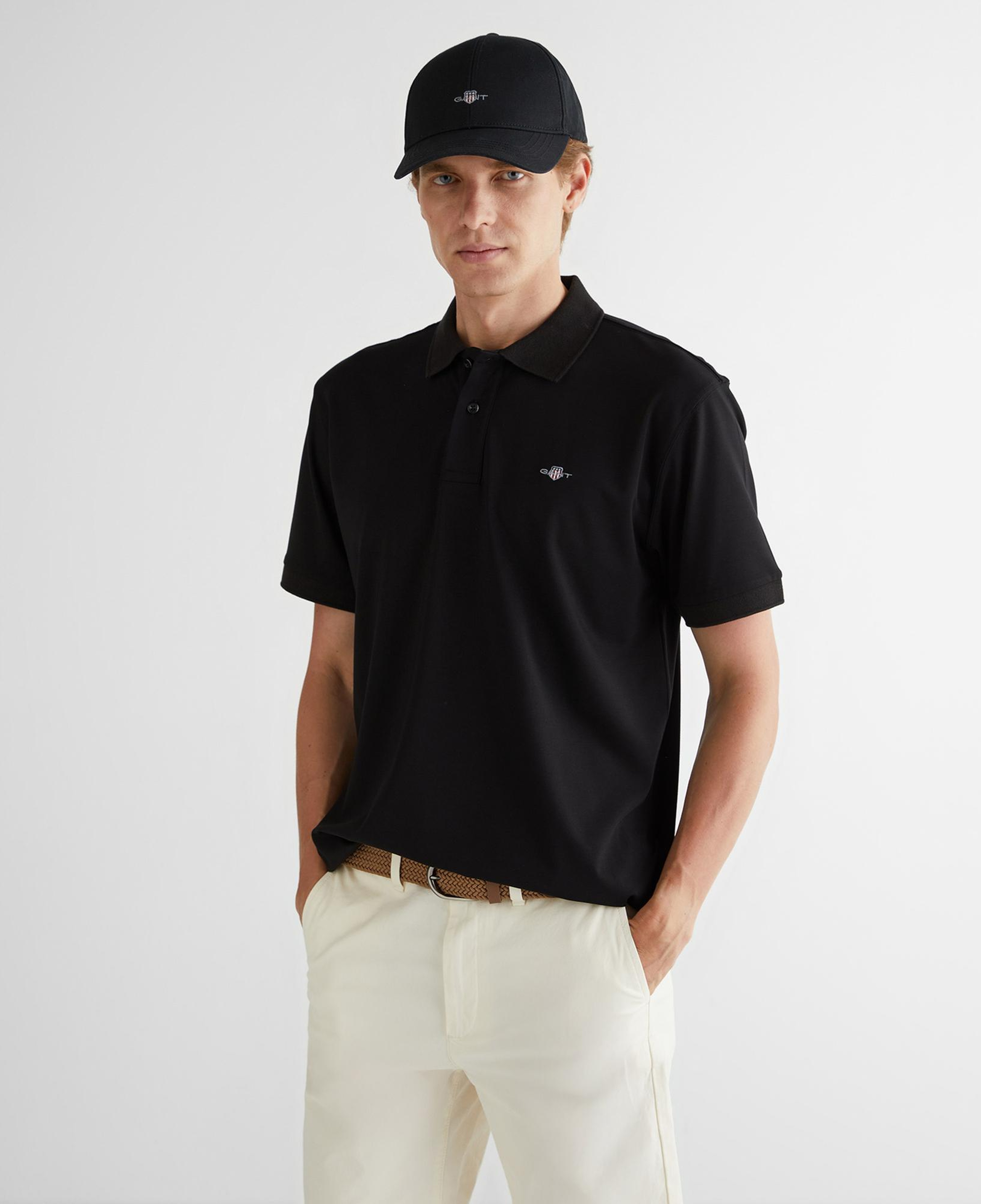 GANT Erkek Siyah Relaxed Fit Polo