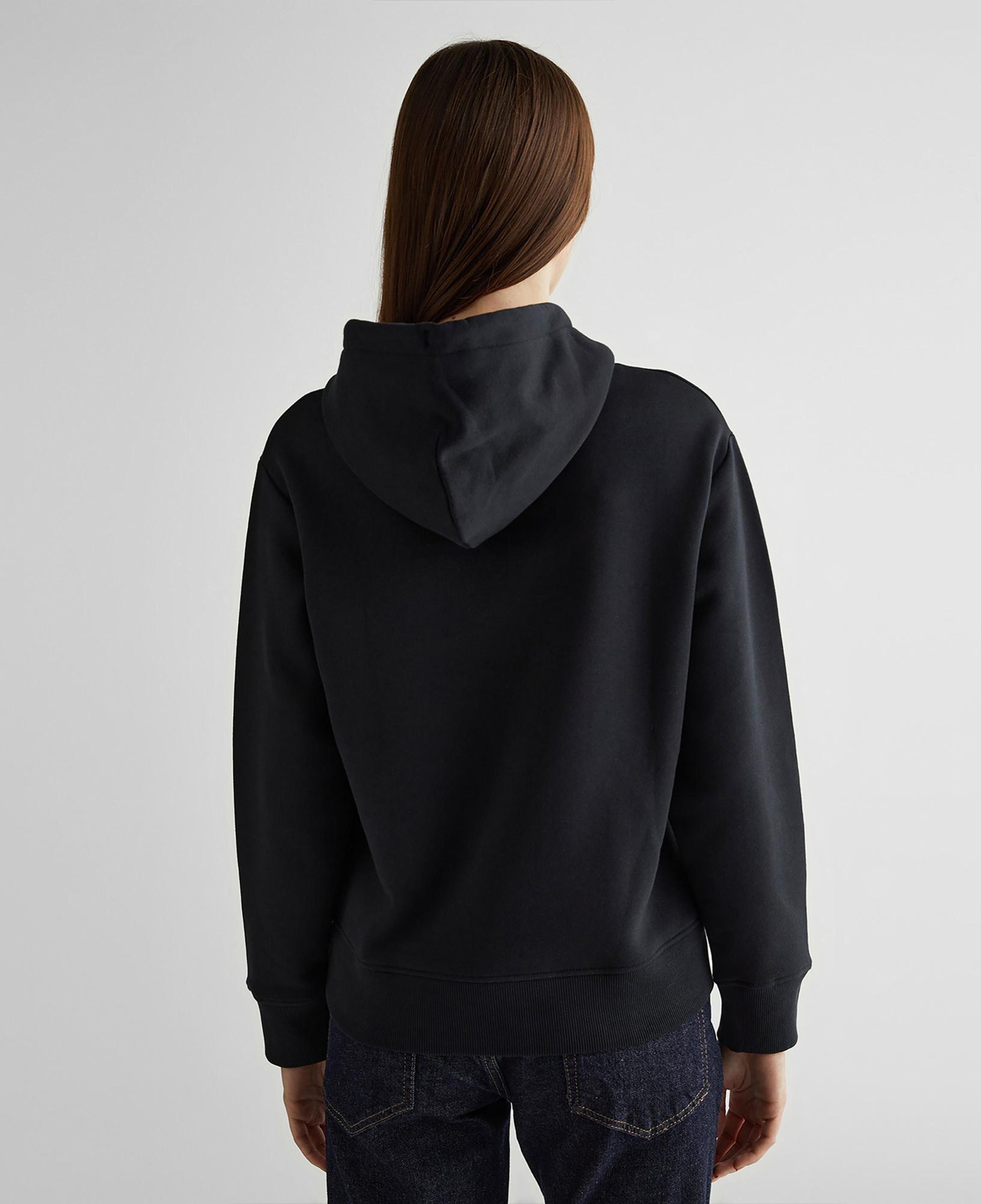 GANT Kadın Siyah Relaxed Fit Kapüşonlu Logolu Sweatshirt