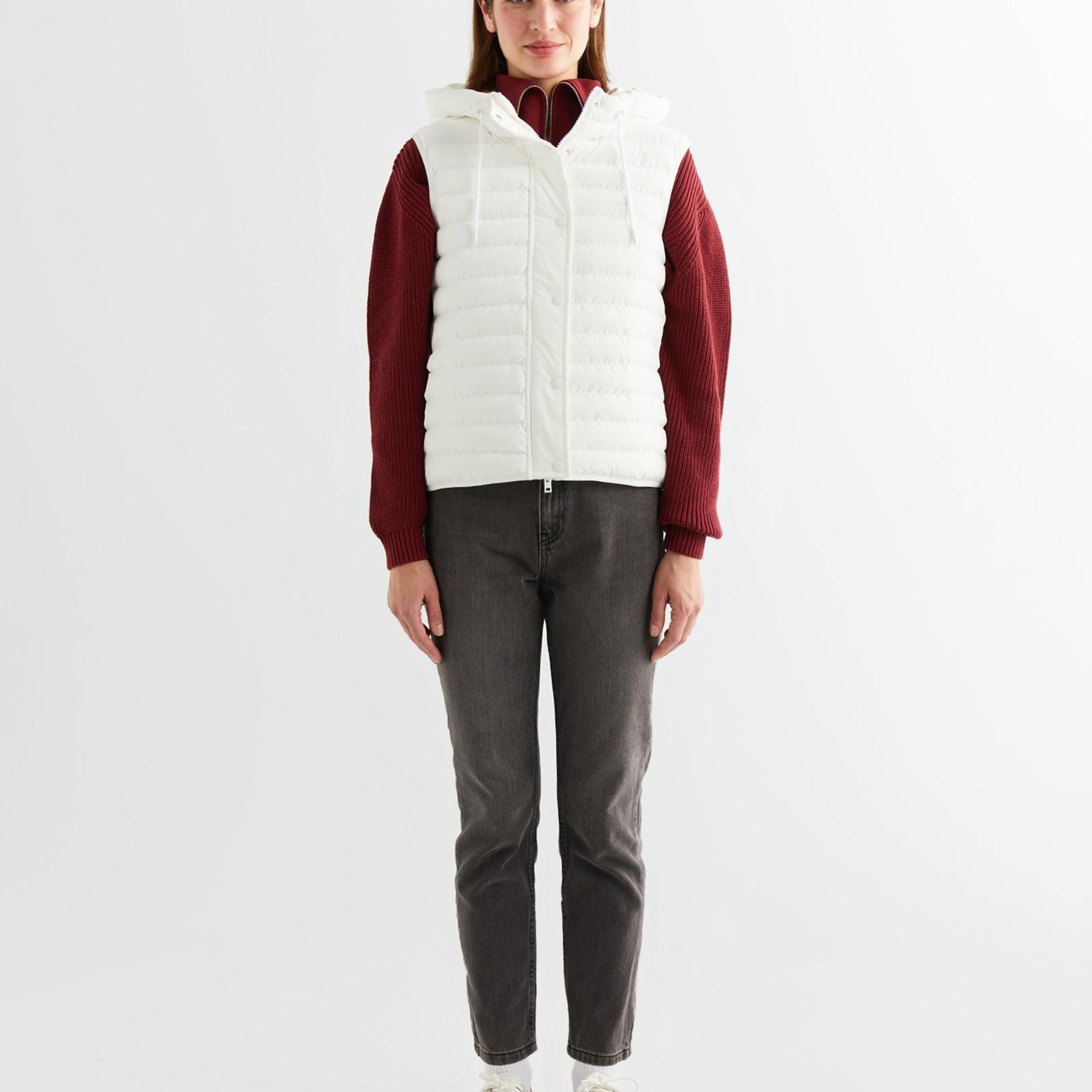 GANT Kadın Krem Kapüşonlu Kapitone Yelek