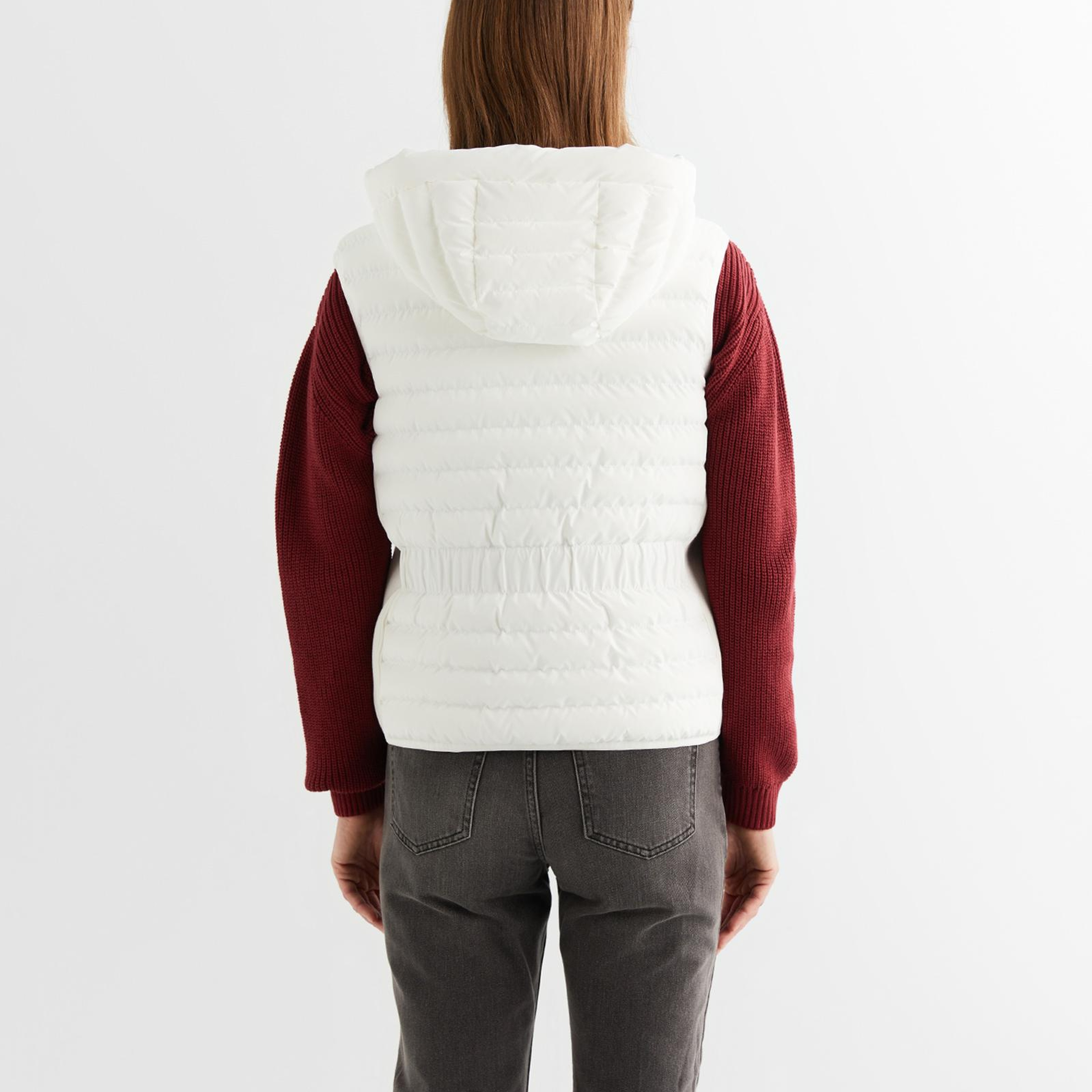 GANT Kadın Krem Kapüşonlu Kapitone Yelek