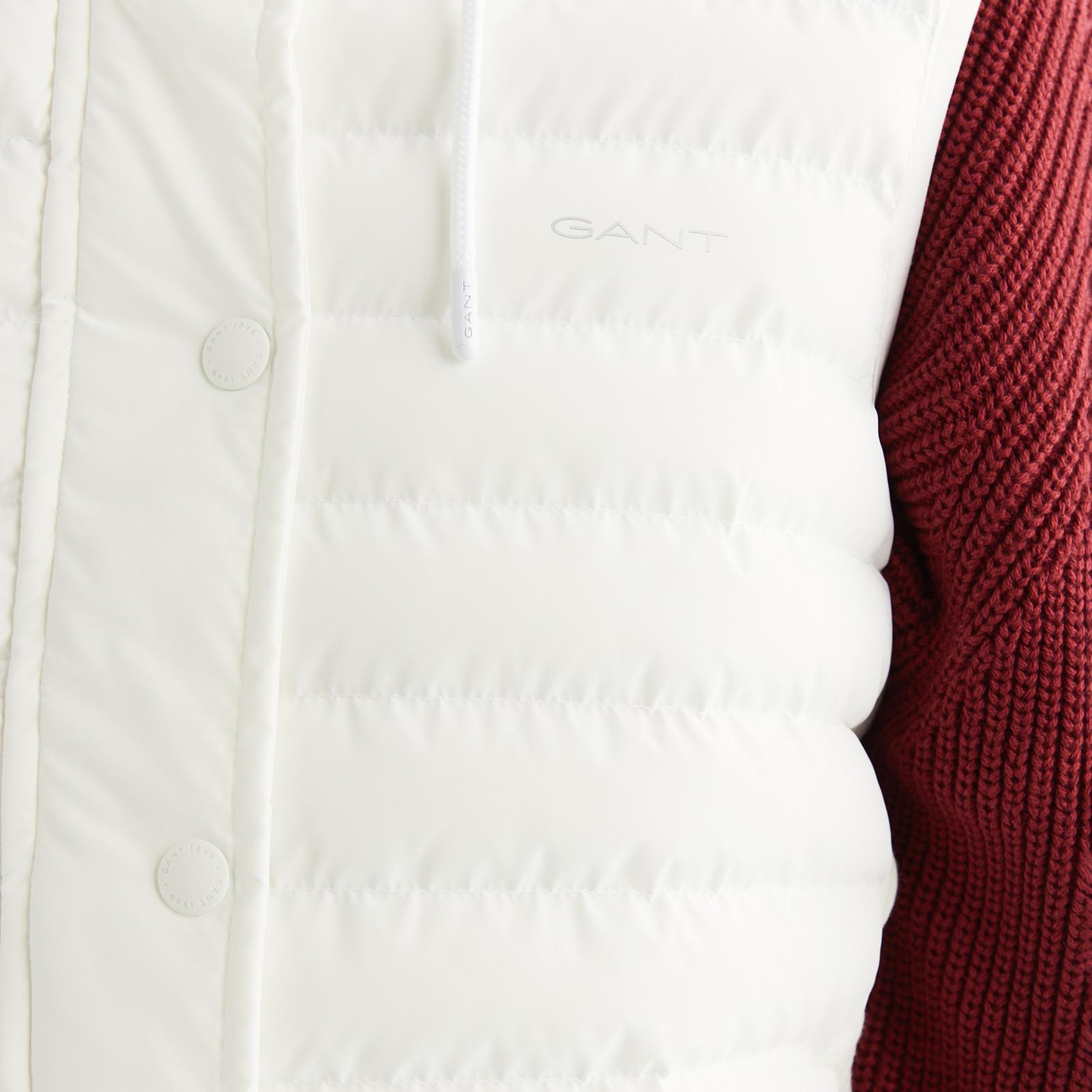 GANT Kadın Krem Kapüşonlu Kapitone Yelek