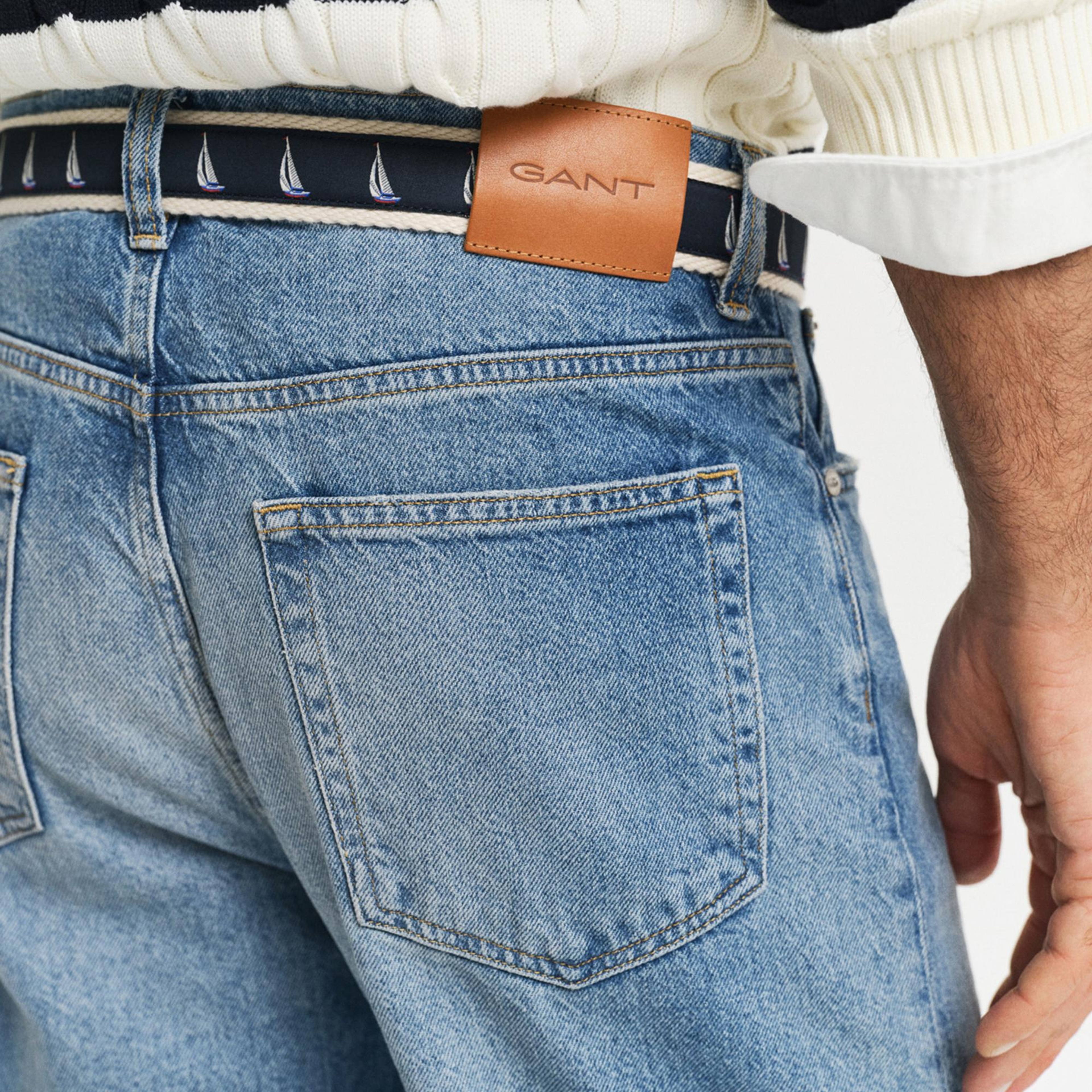 GANT Erkek Mavi Straight Fit Pantolon