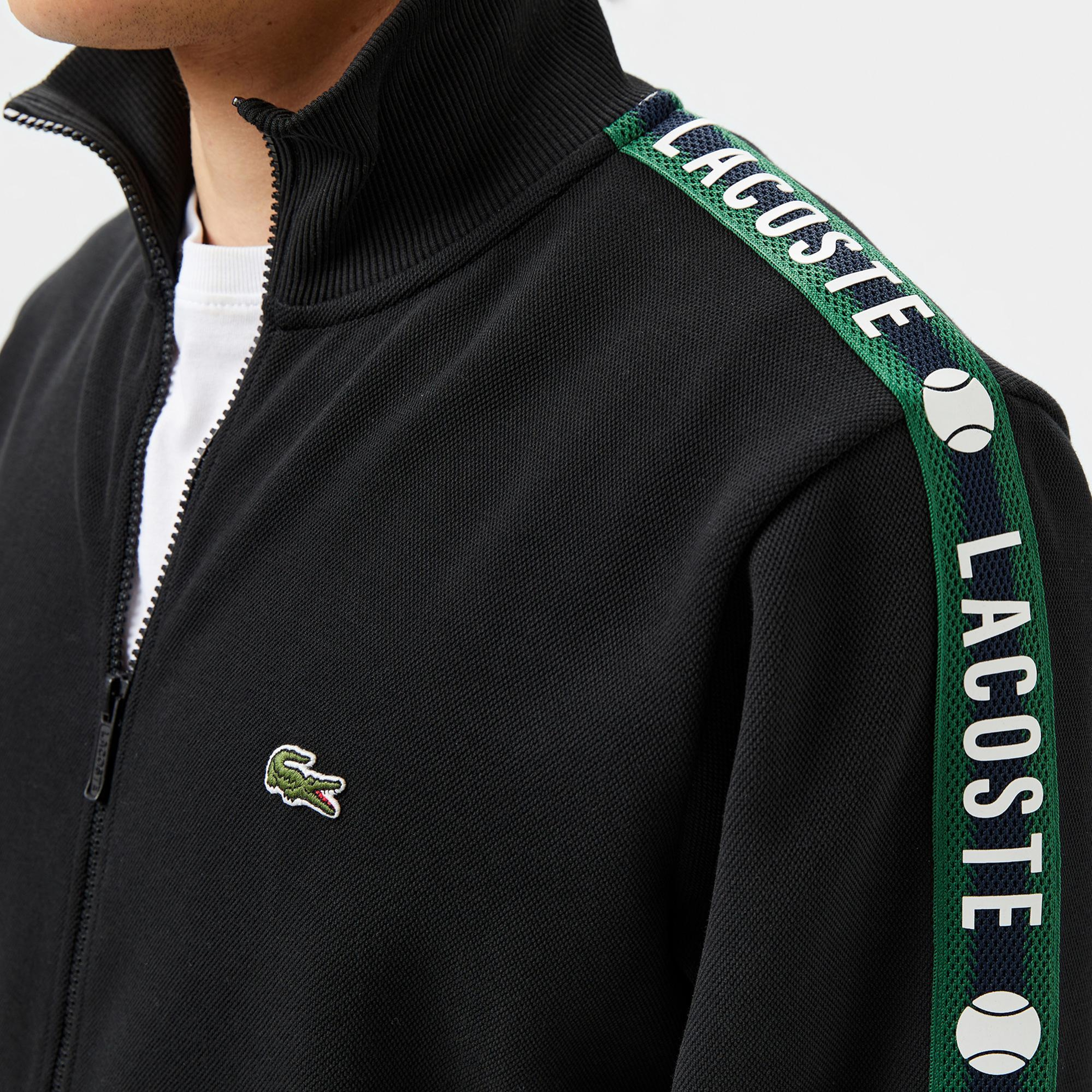 Lacoste Erkek Fermuarlı Baskılı Siyah Sweatshirt